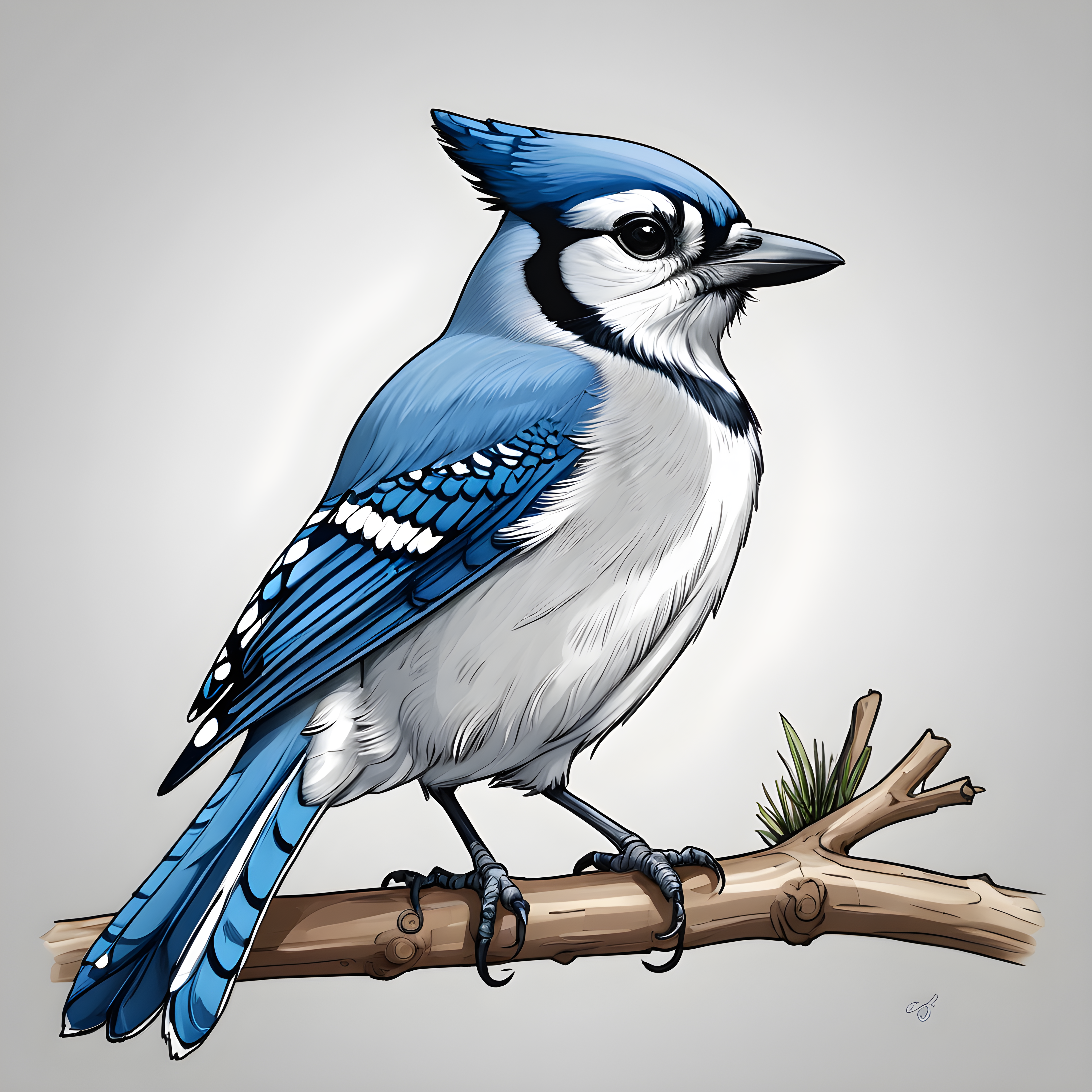 Blue Jay — Line Art (Playful)