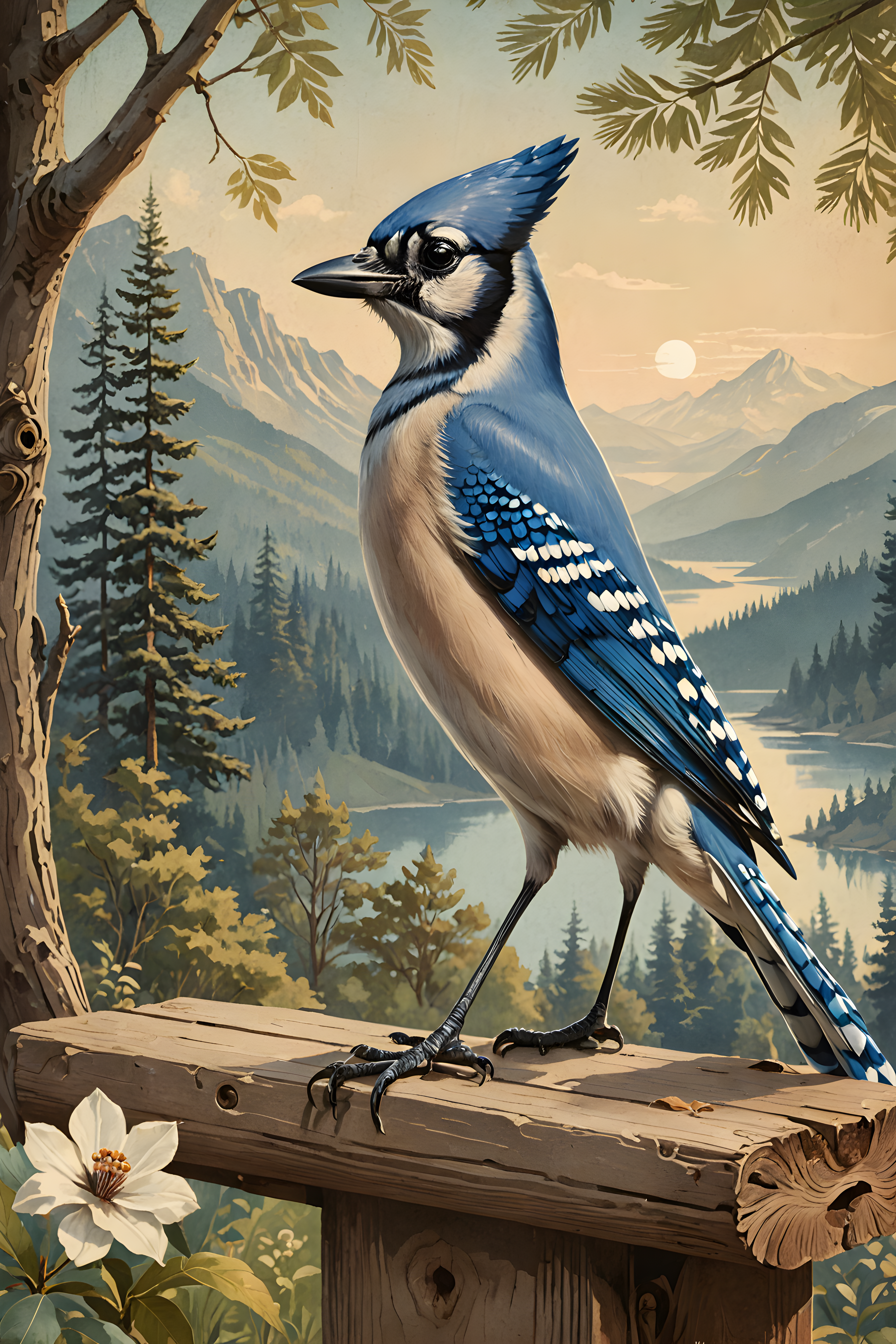 Blue Jay — Vintage Poster (Romantic)