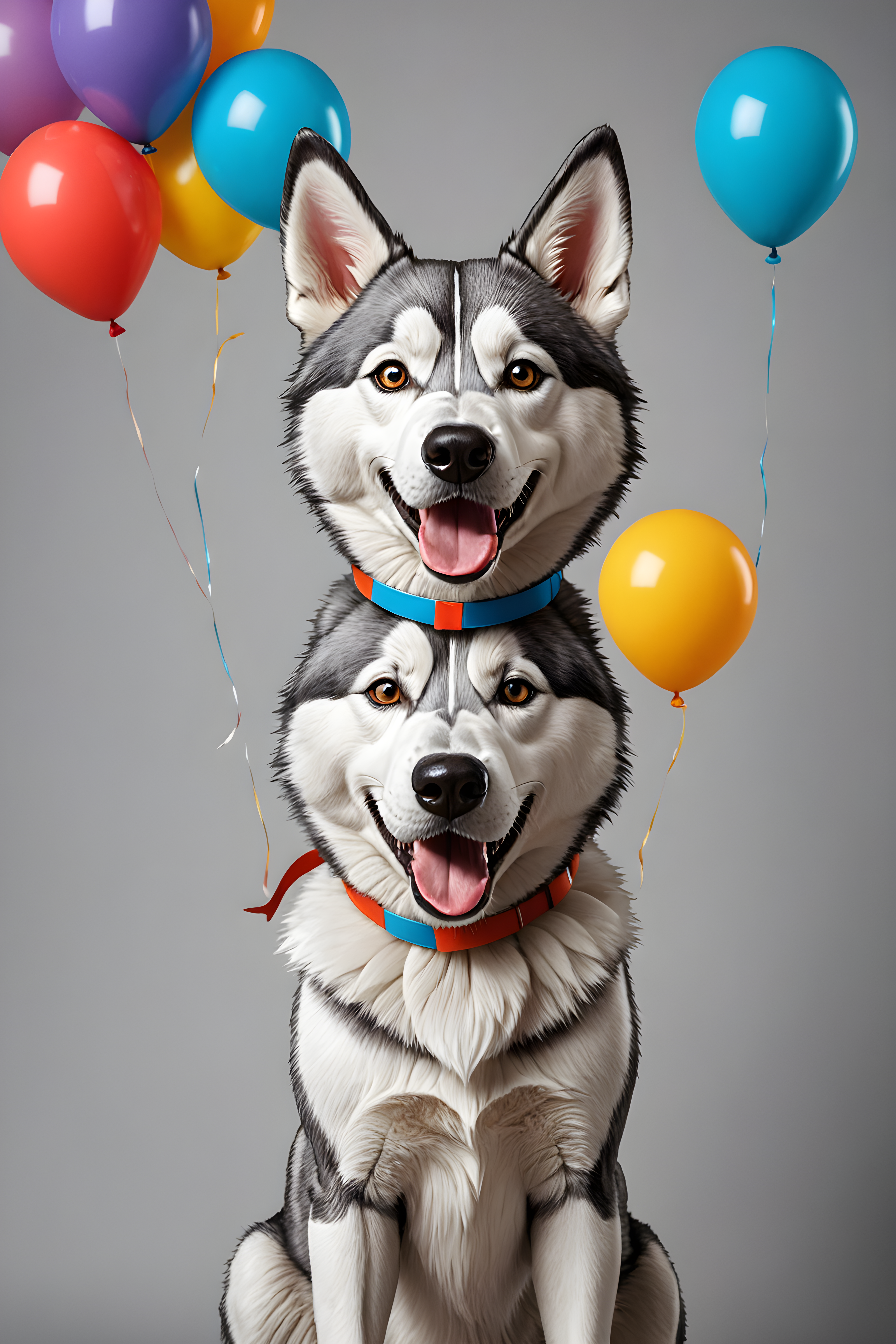 Balloon Husky — Line Art (Funny)