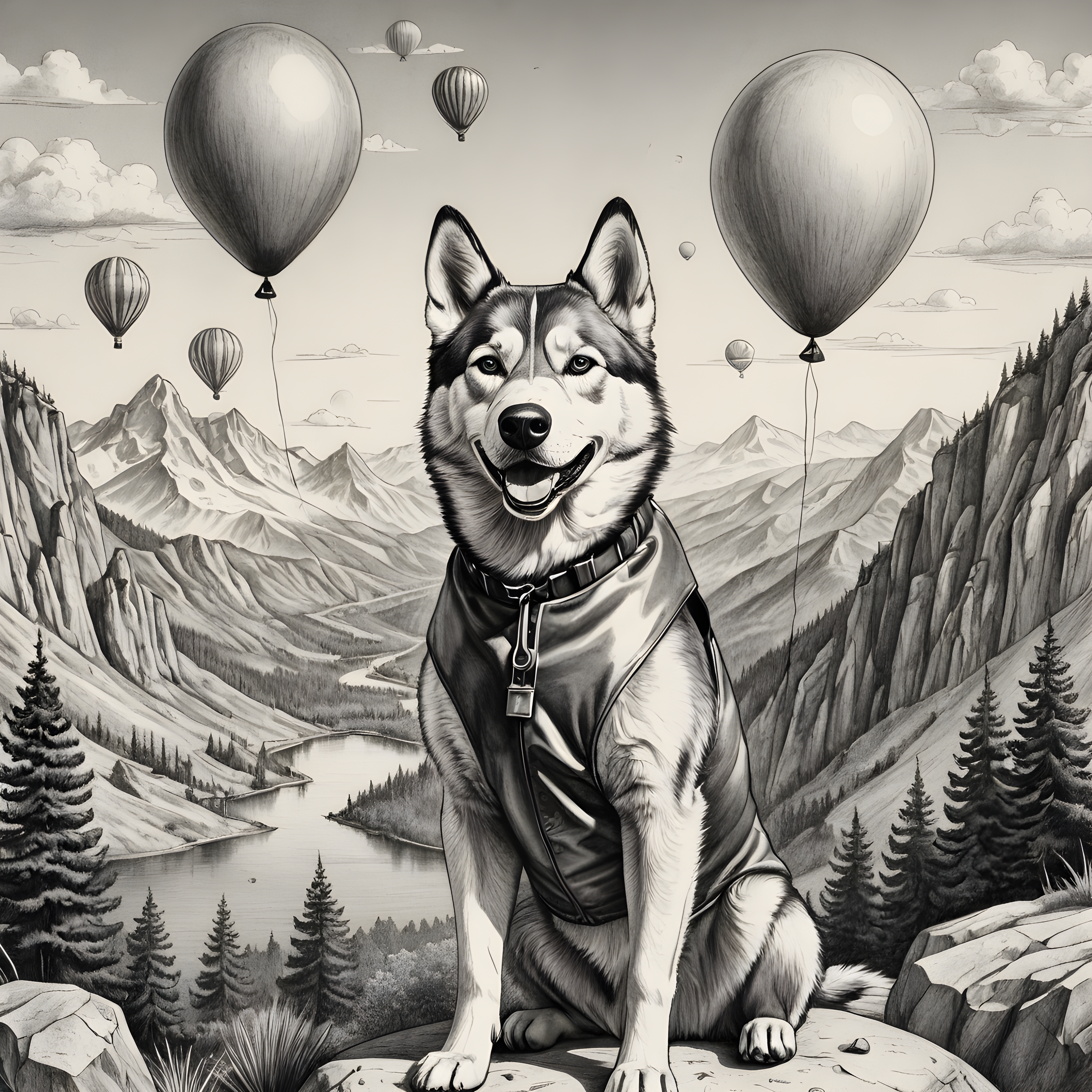 Balloon Husky — Pencil Sketch (Savage)