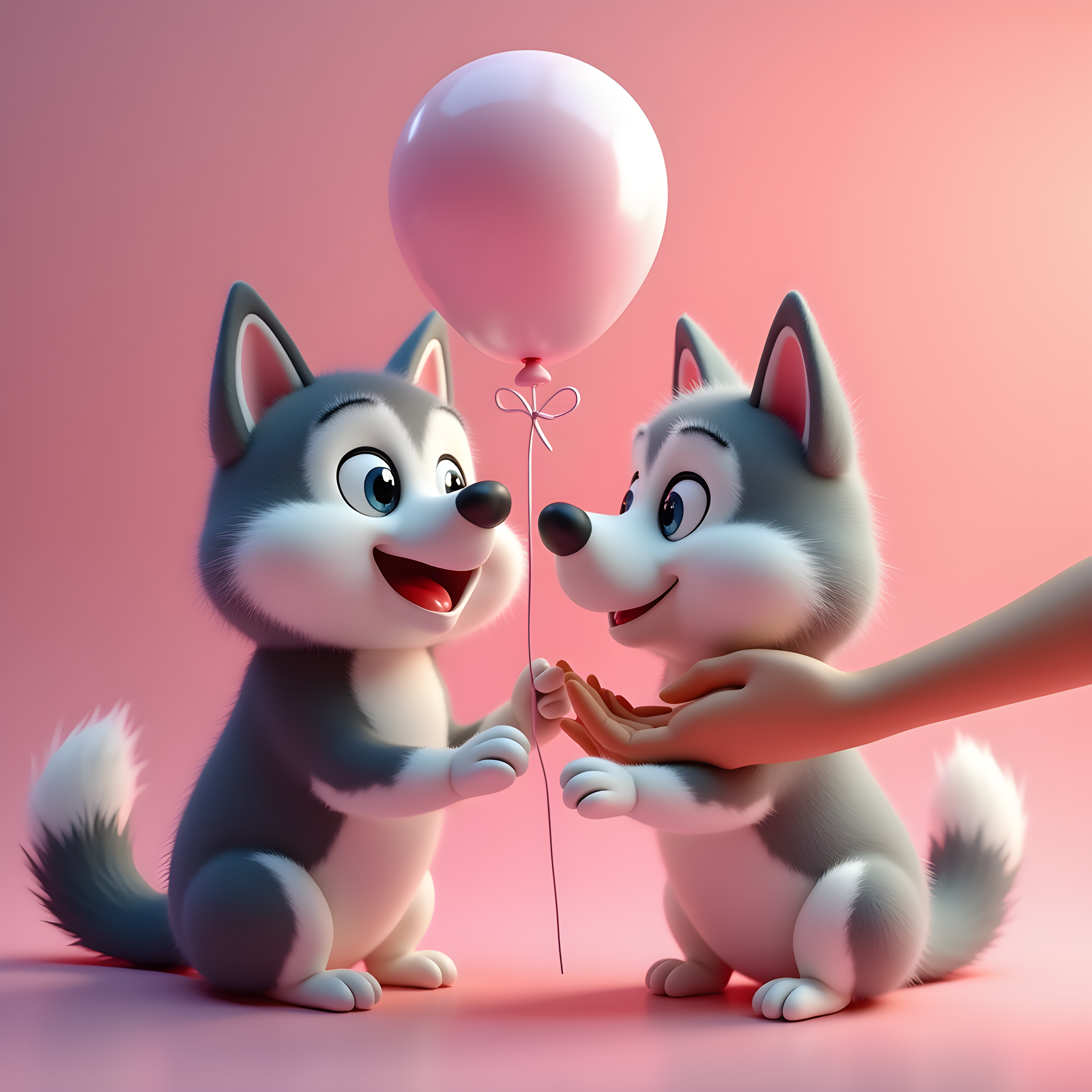 Balloon Husky — 3D Render (Cute)