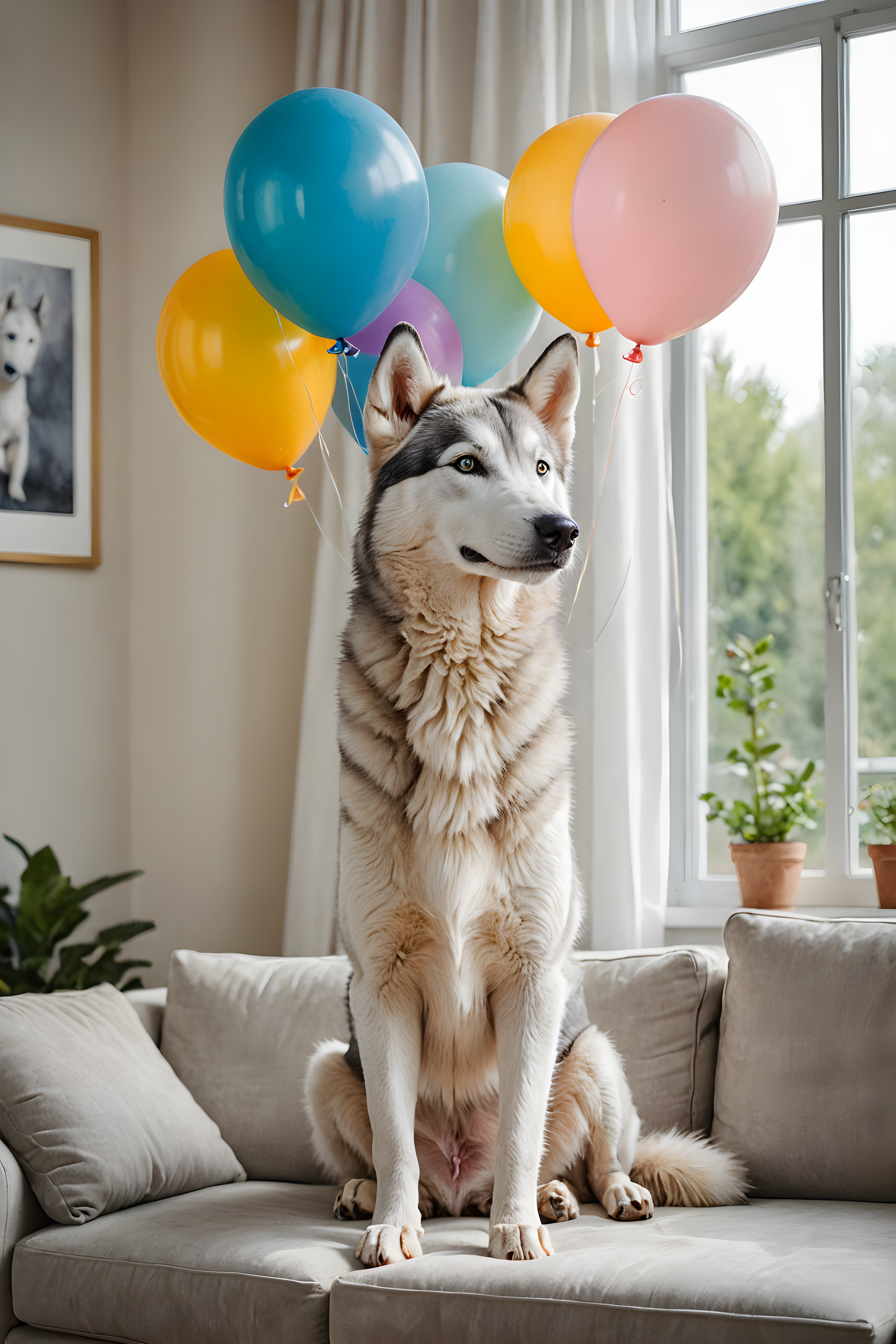 Balloon Husky — Watercolor (Lifestyle)