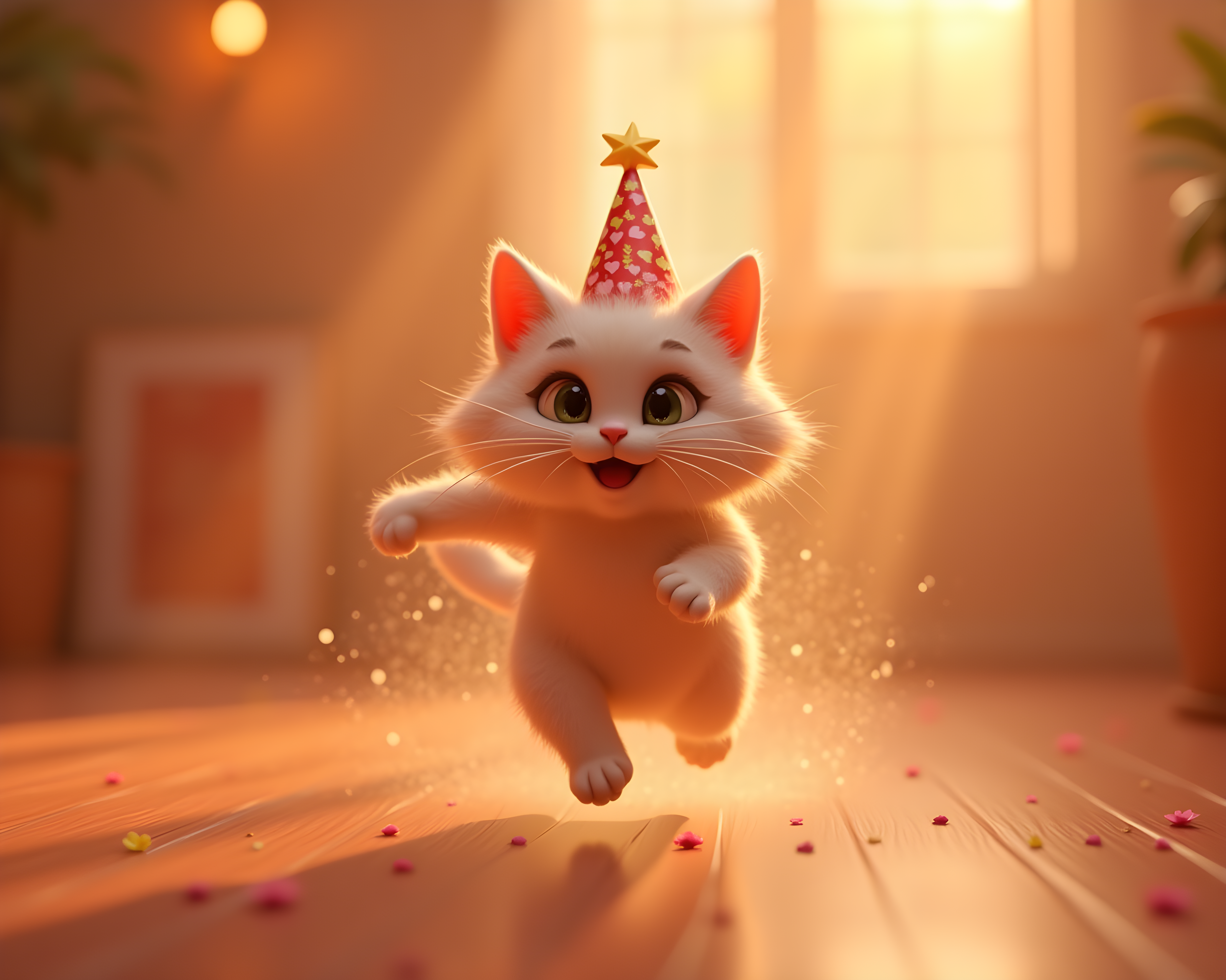 Birthday Cat — 3D Render (Romantic)