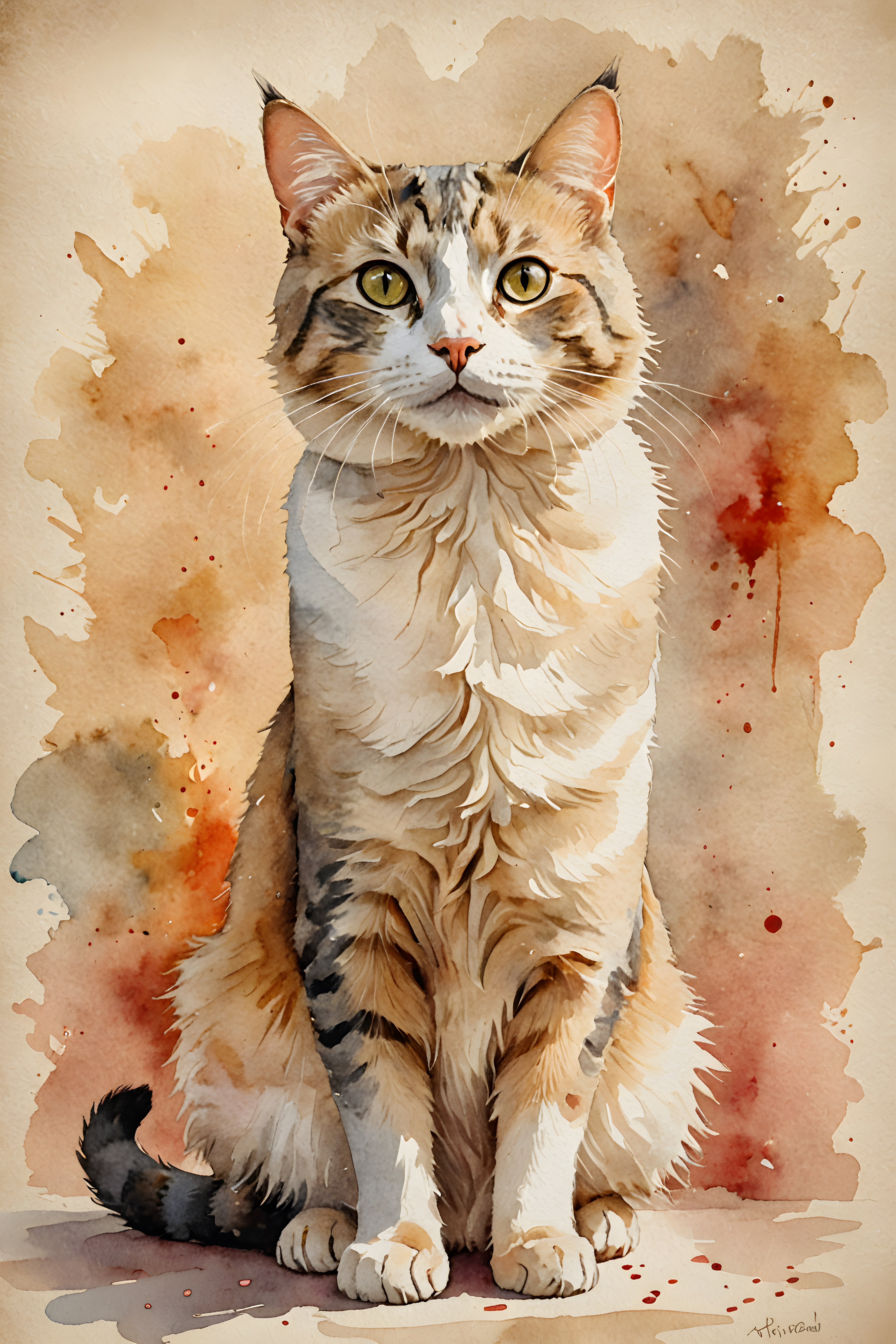 Birthday Cat — Watercolor (Romantic)
