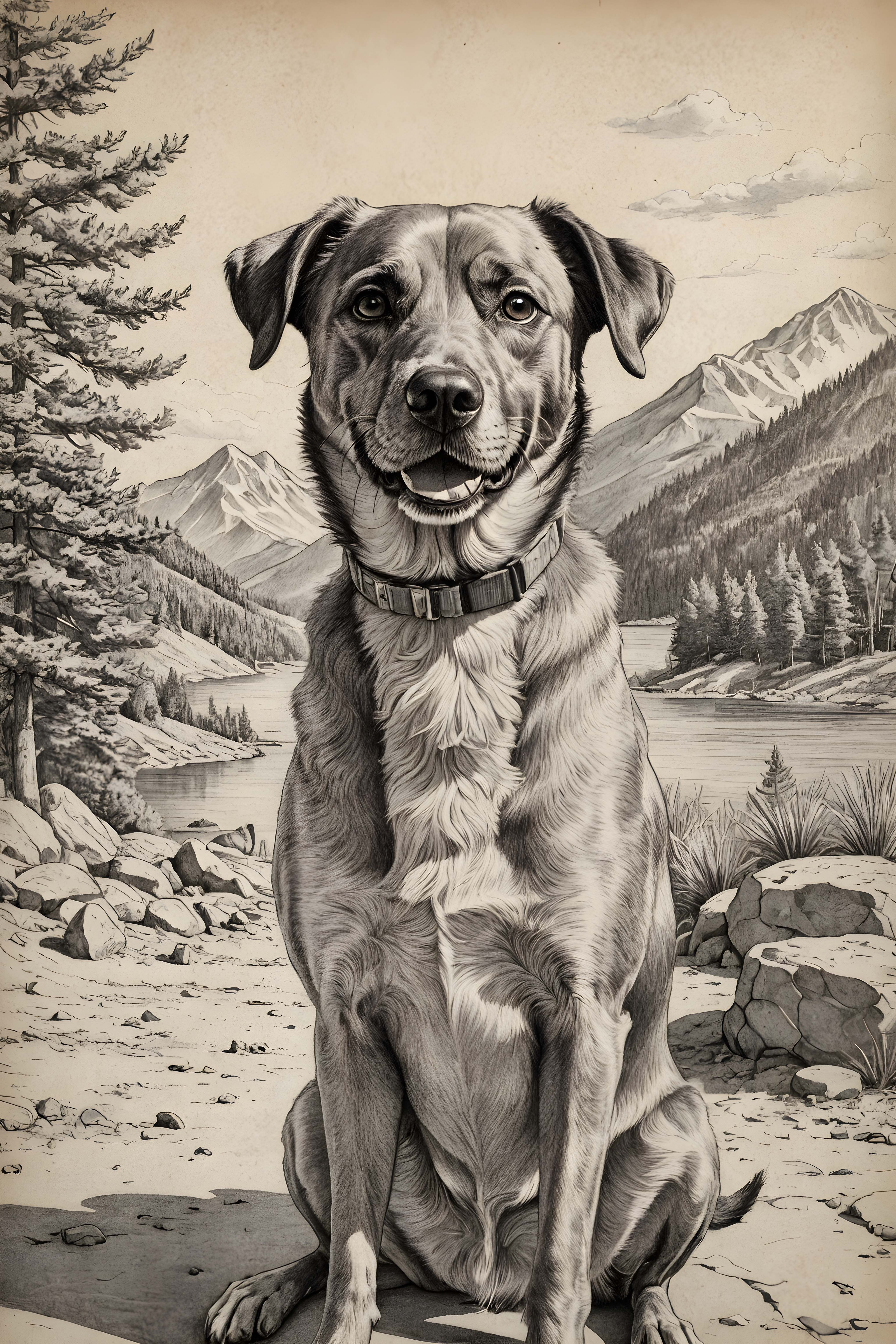 Birthday Dog — Pencil Sketch (Funny)