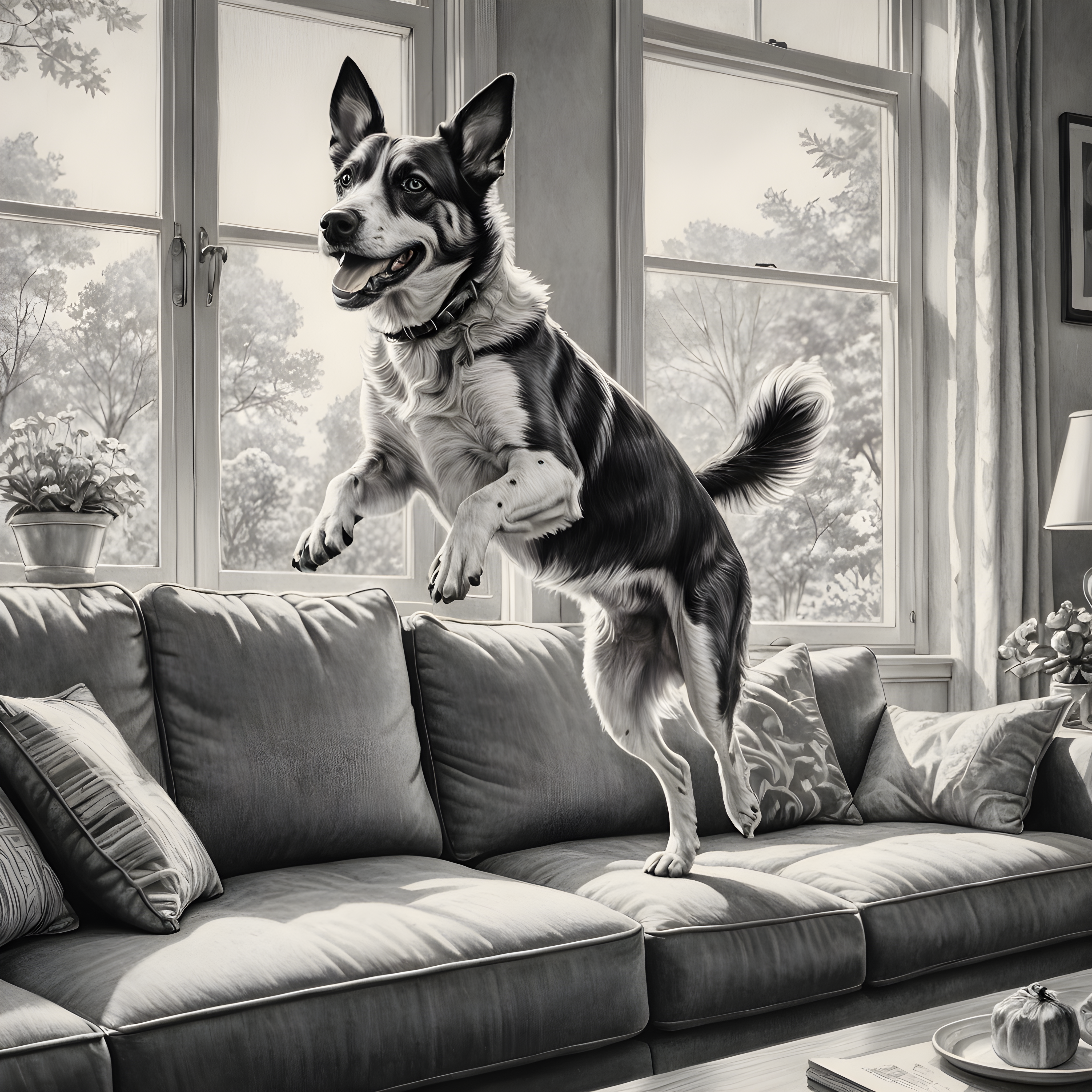 Birthday Dog — Pencil Sketch (Lifestyle)