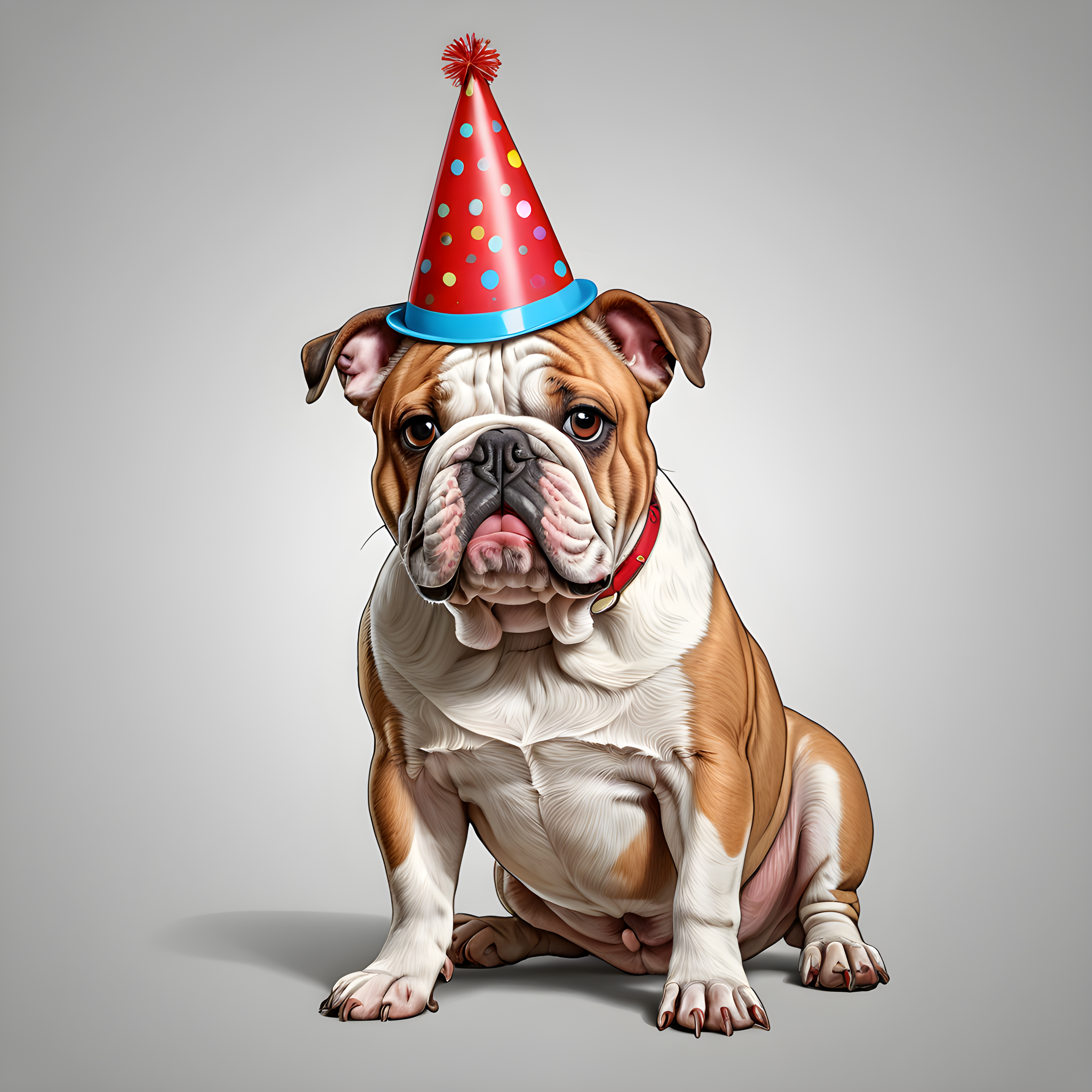 Birthday Hat Bulldog — Line Art (Playful)