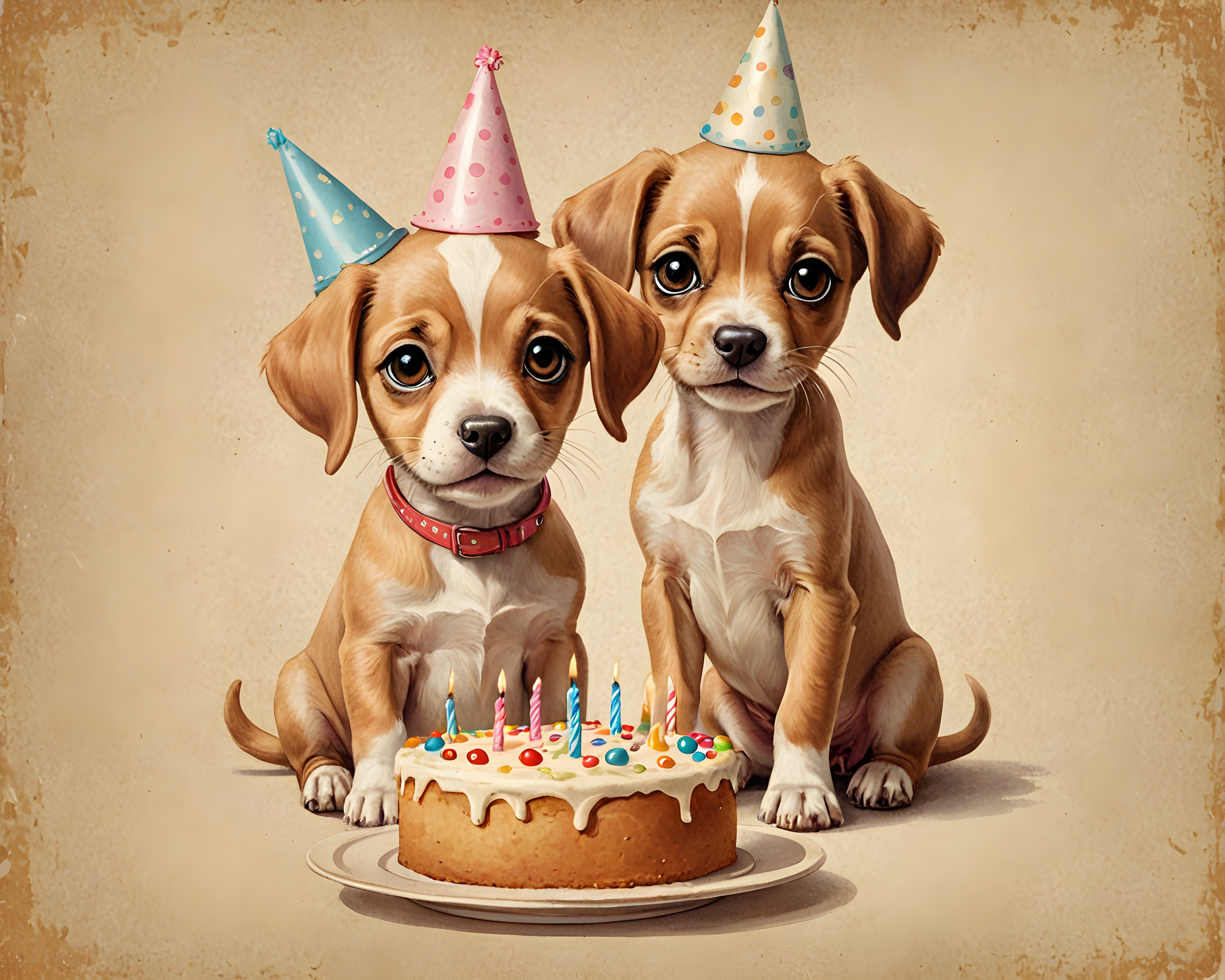 Cake Puppy — Vintage Poster (Cute)