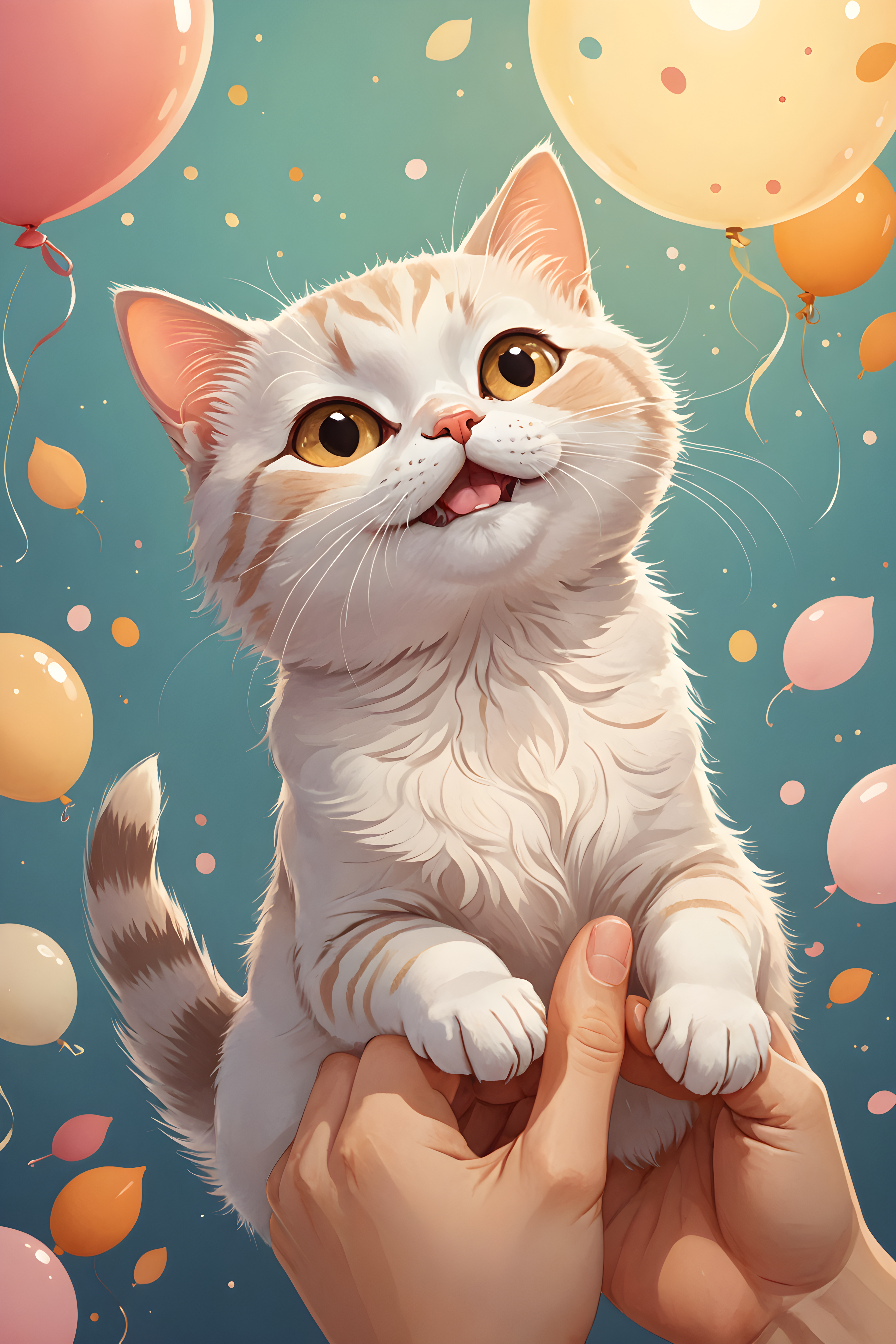 Celebration Cat — Cartoon / Kawaii (Sleepy)