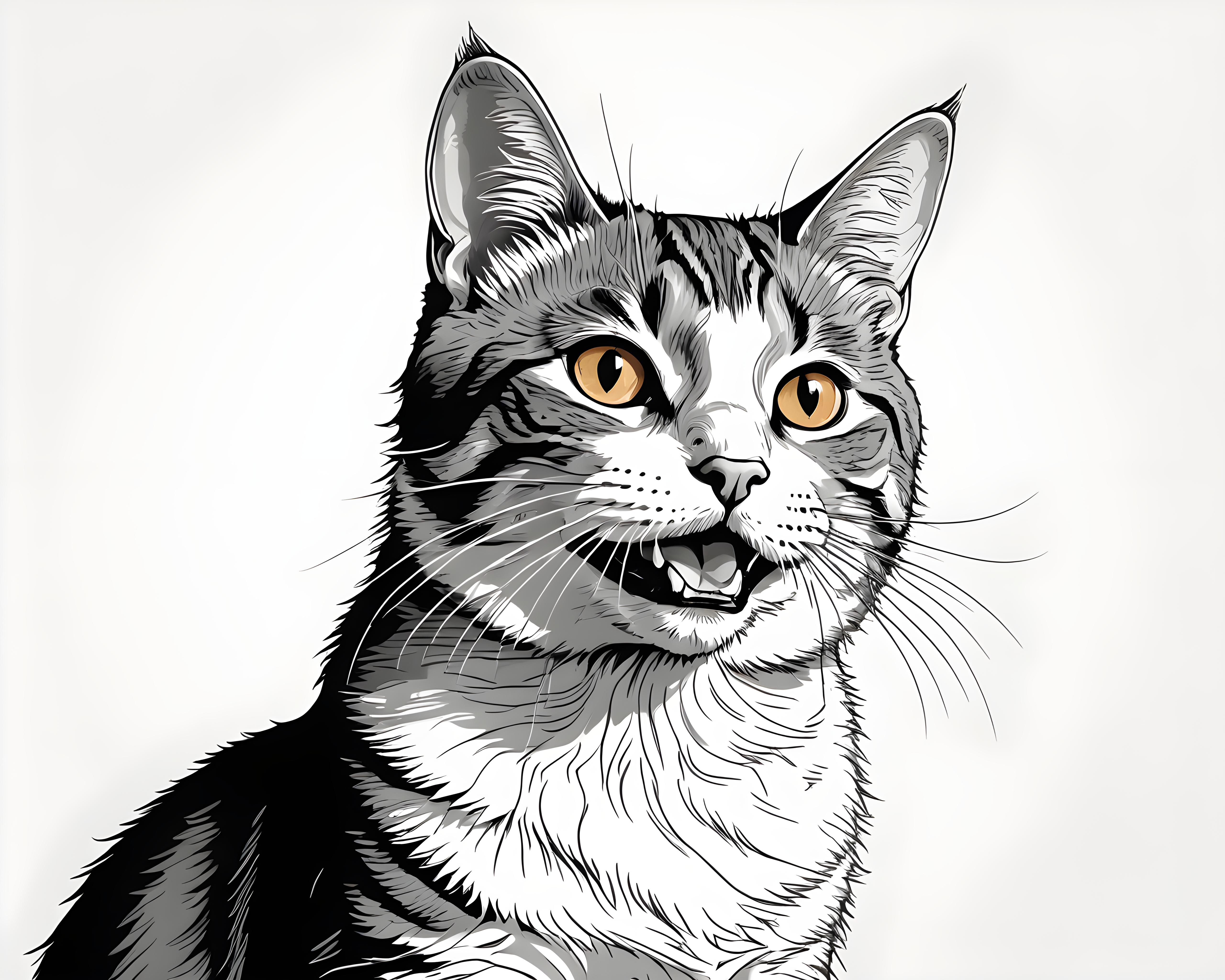 Celebration Cat — Line Art (Happy)