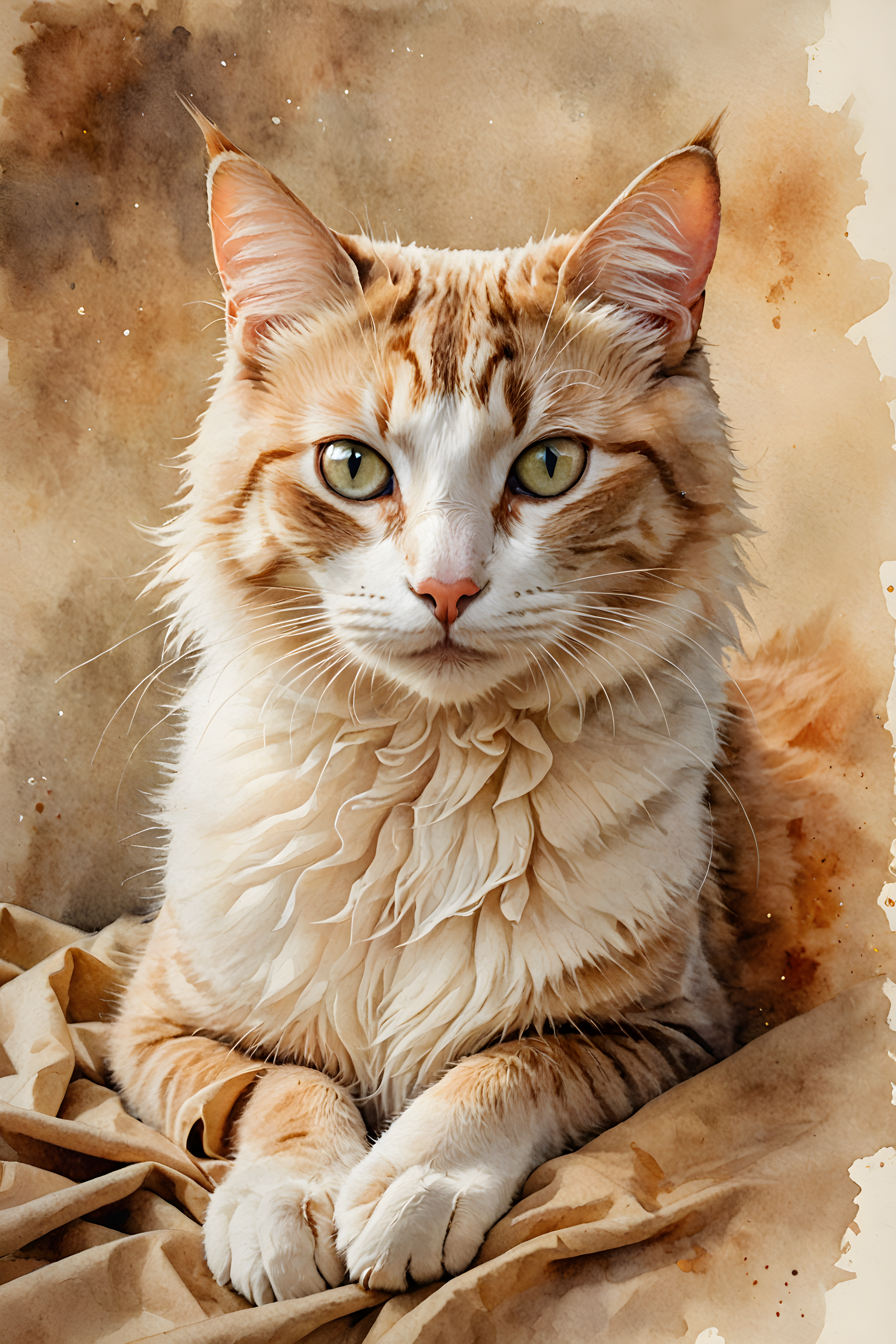 Celebration Cat — Watercolor (Sleepy)