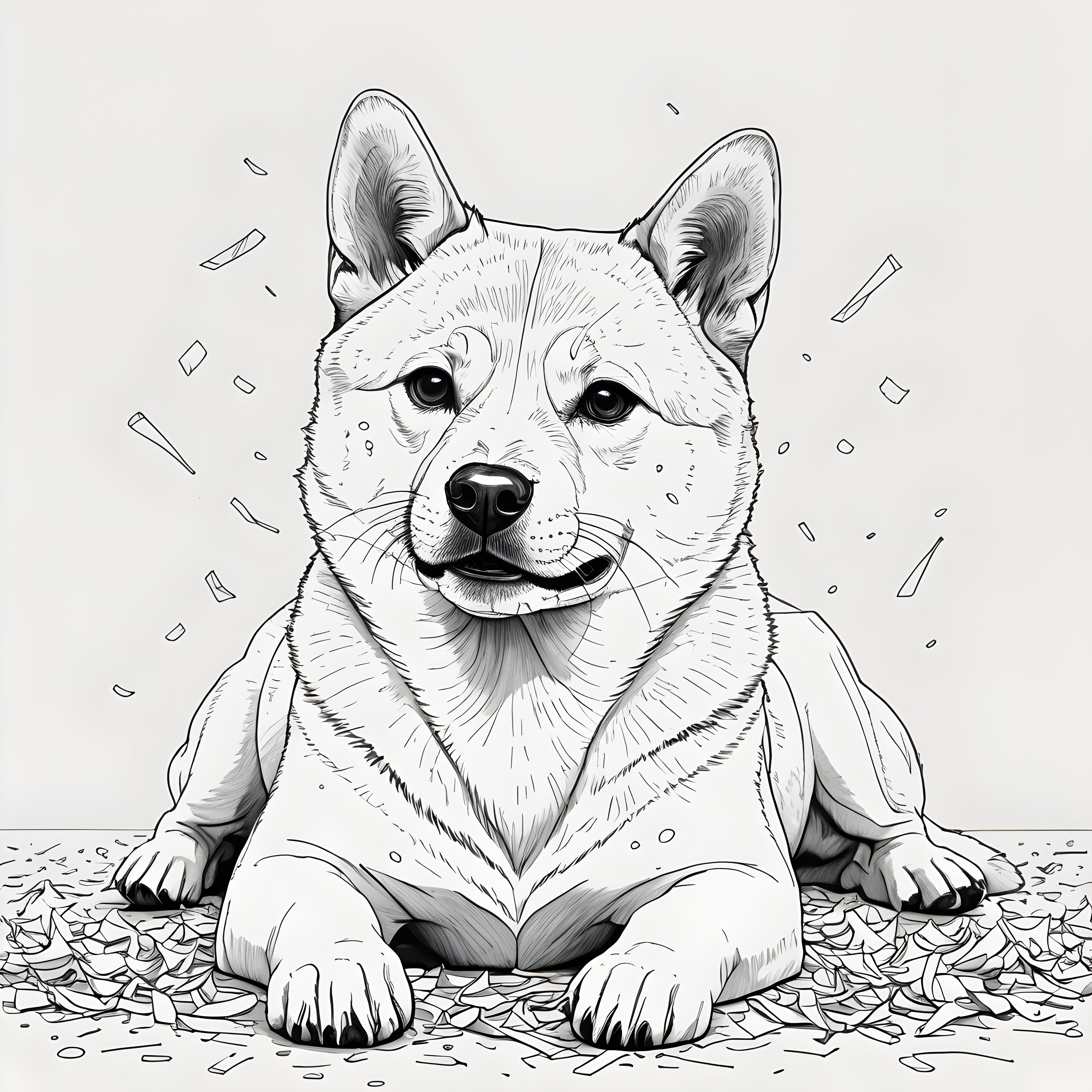 Confetti Shiba — Minimalist Line Art (Playful)