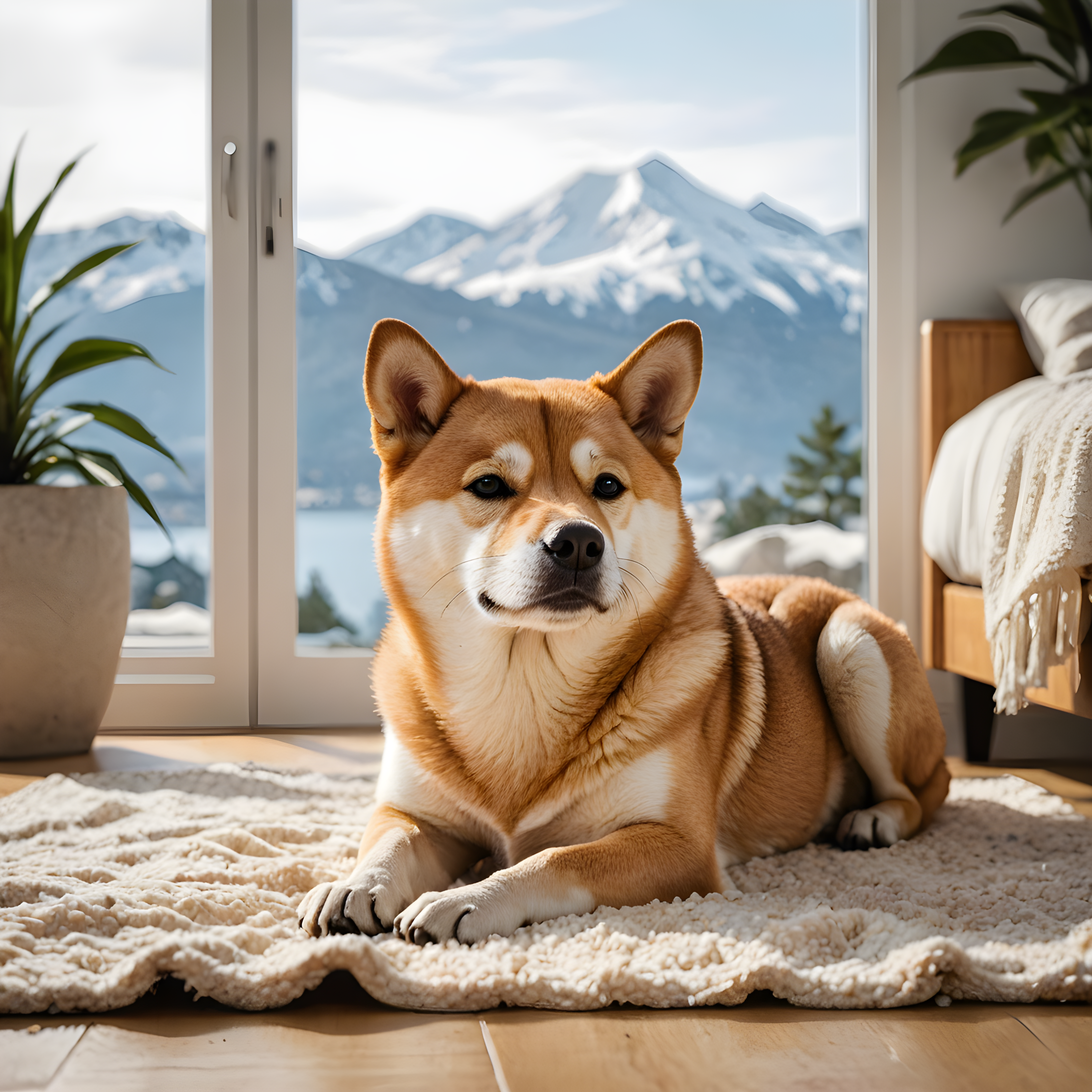 Confetti Shiba — Minimalist Line Art (Sleepy)