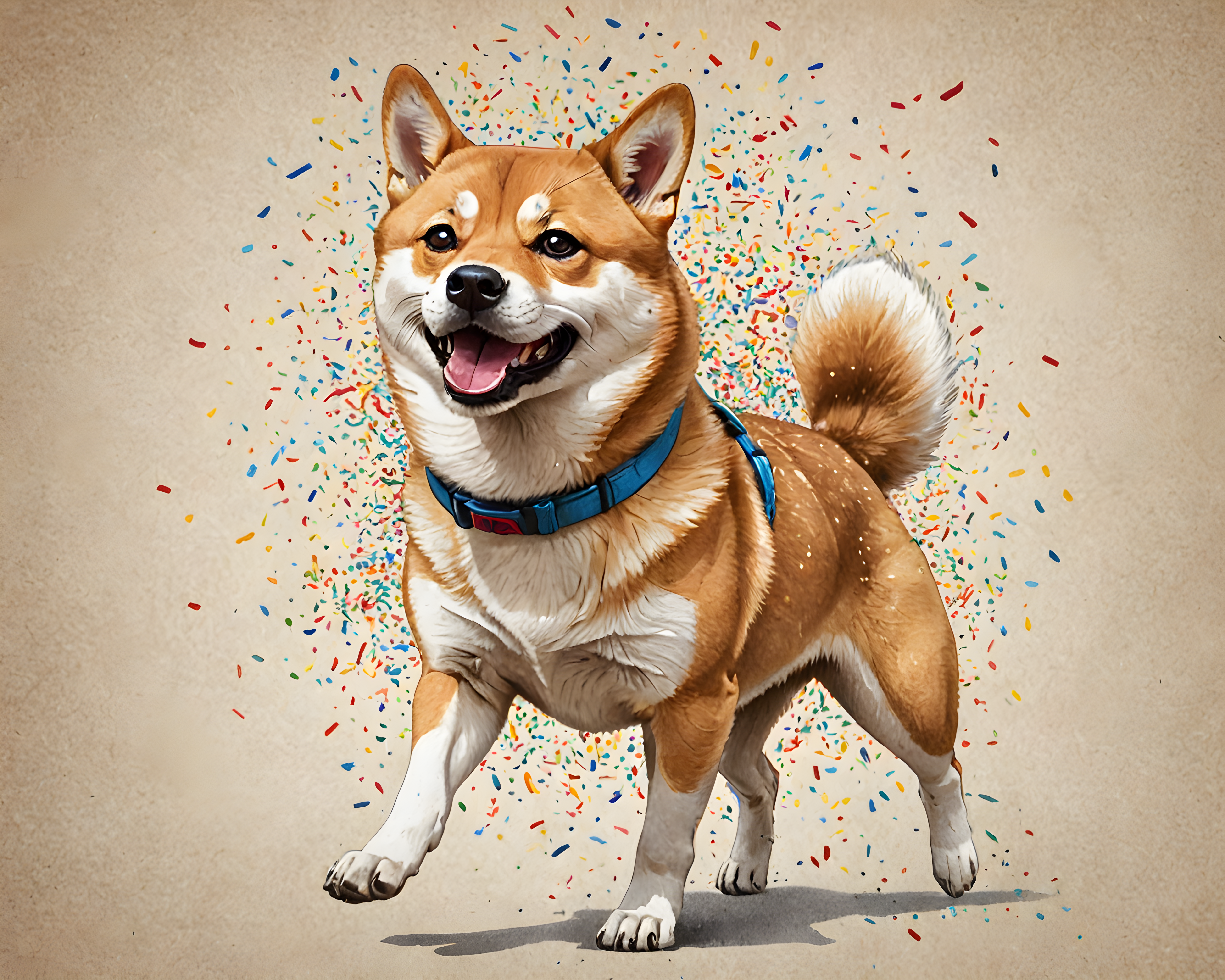 Confetti Shiba — Pencil Sketch (Funny)