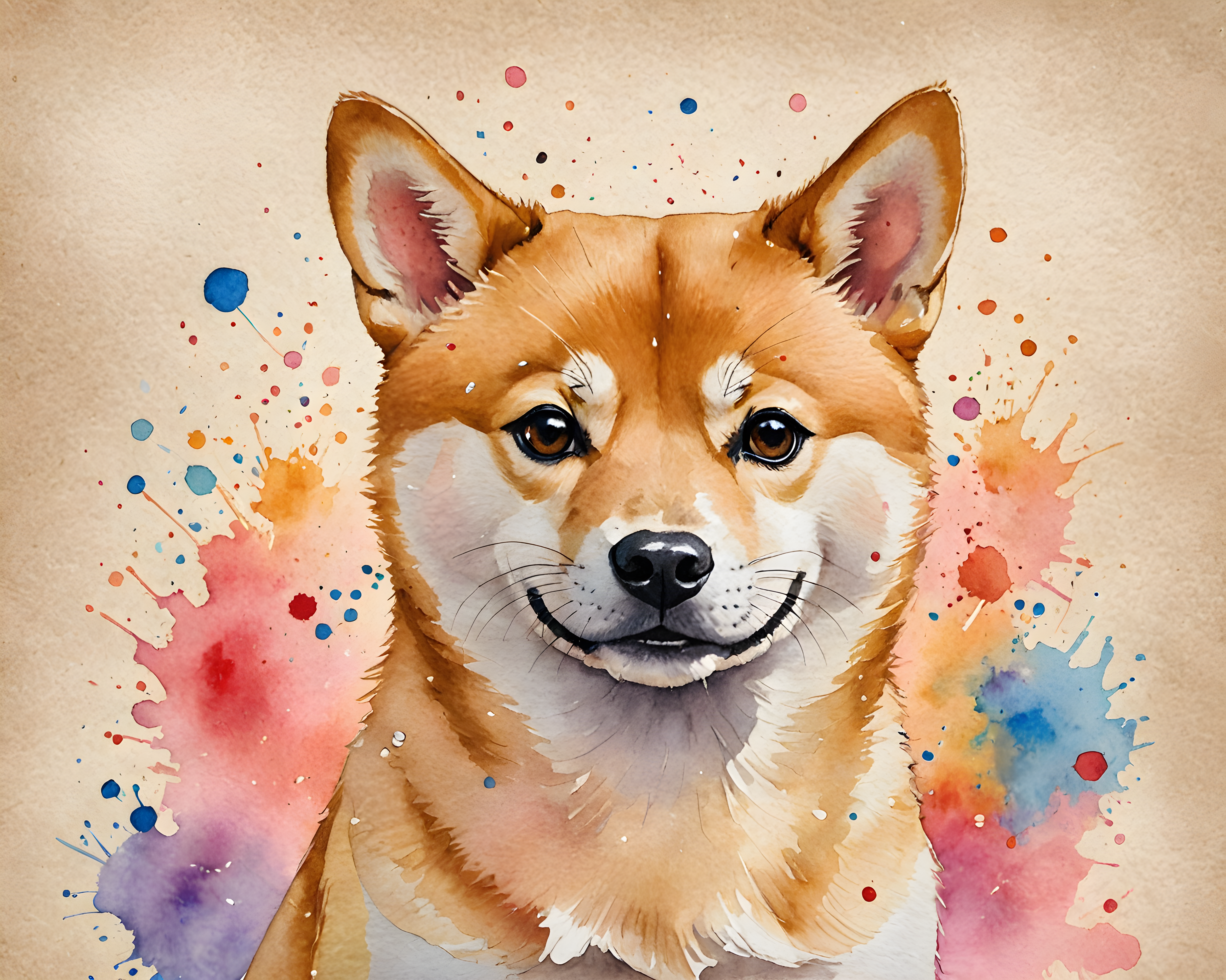 Confetti Shiba — Watercolor (Cute)