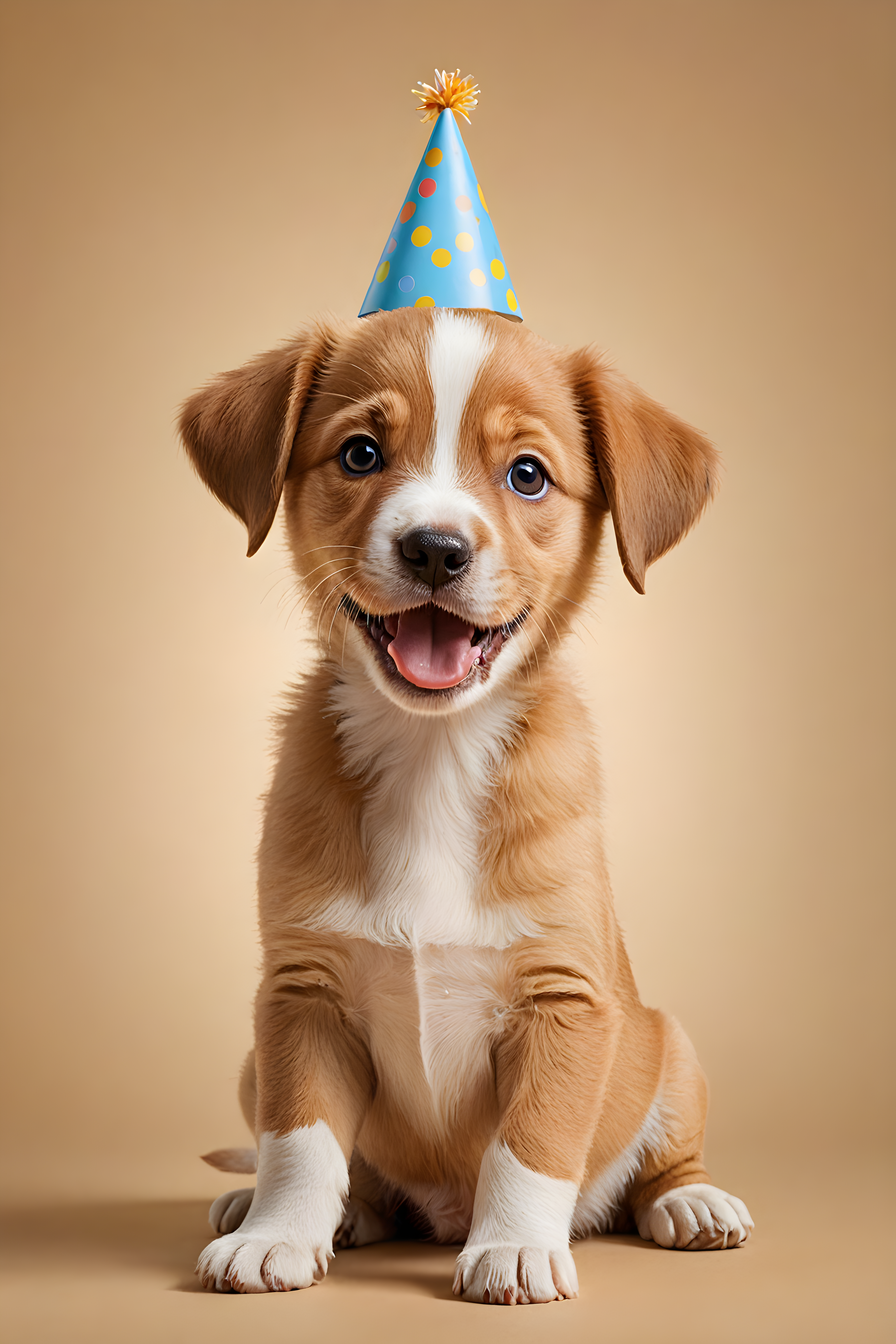 First Birthday Puppy — Line Art (Happy)