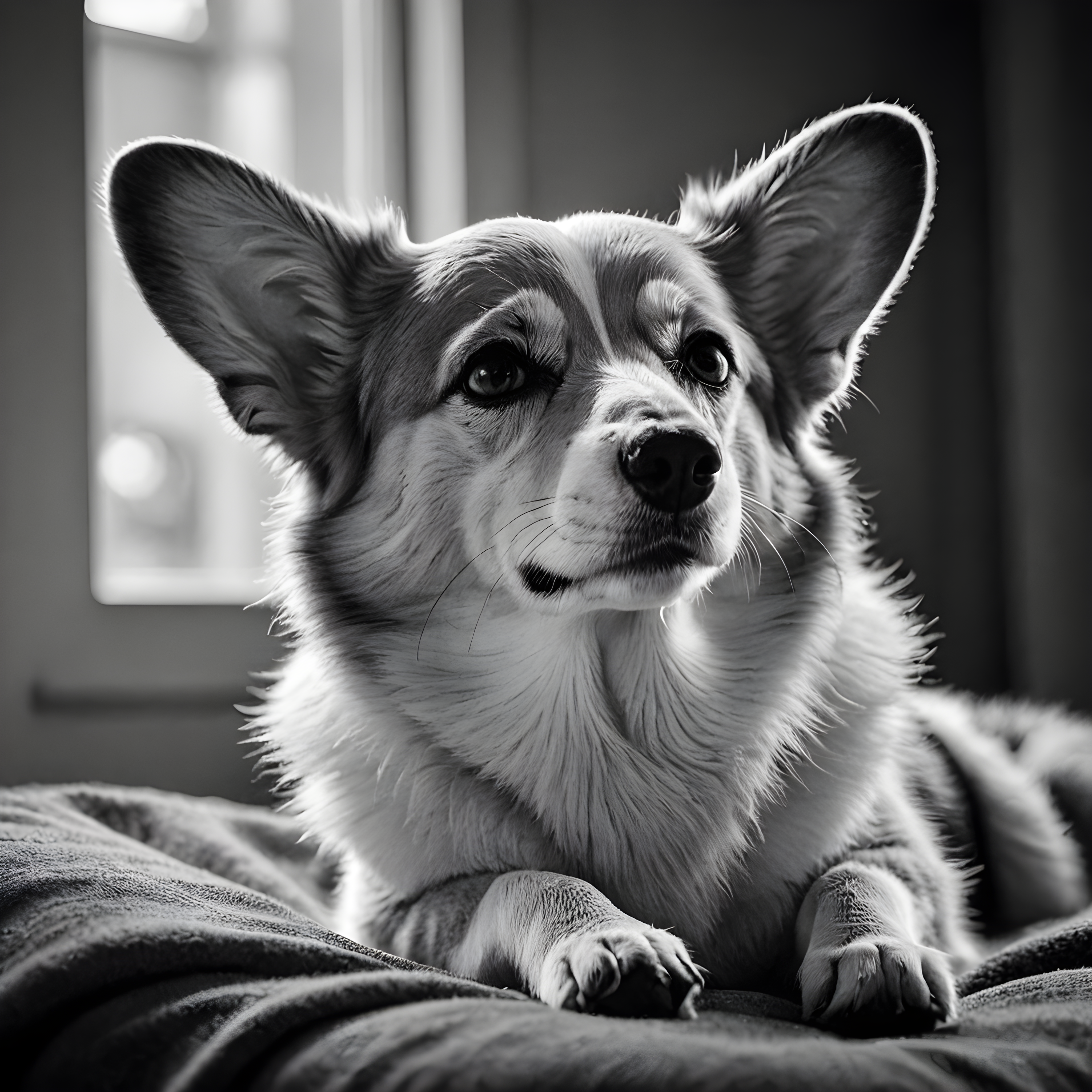 Party Corgi — Black & White (Sleepy)