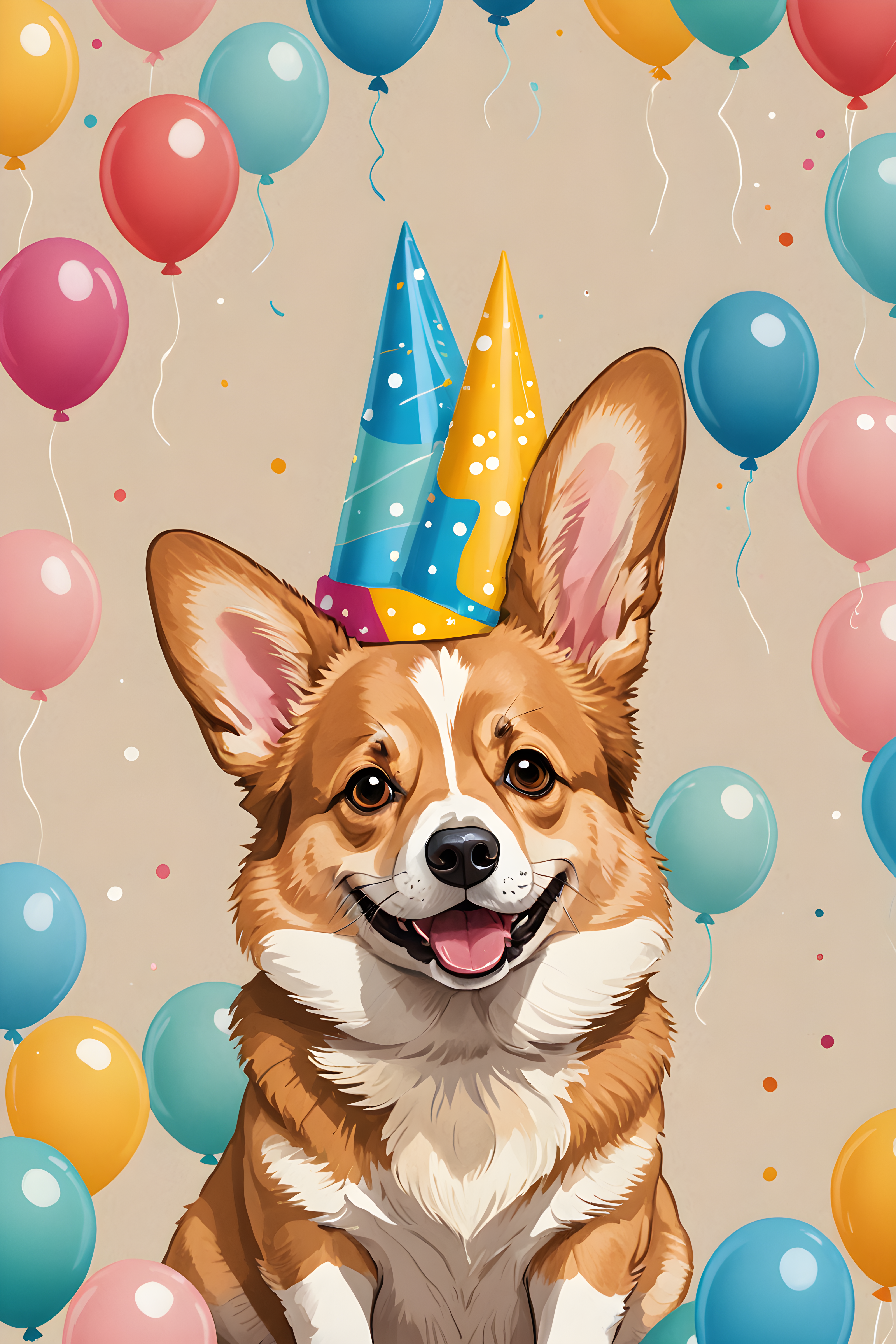 Party Corgi — Cartoon / Kawaii (Aesthetic)