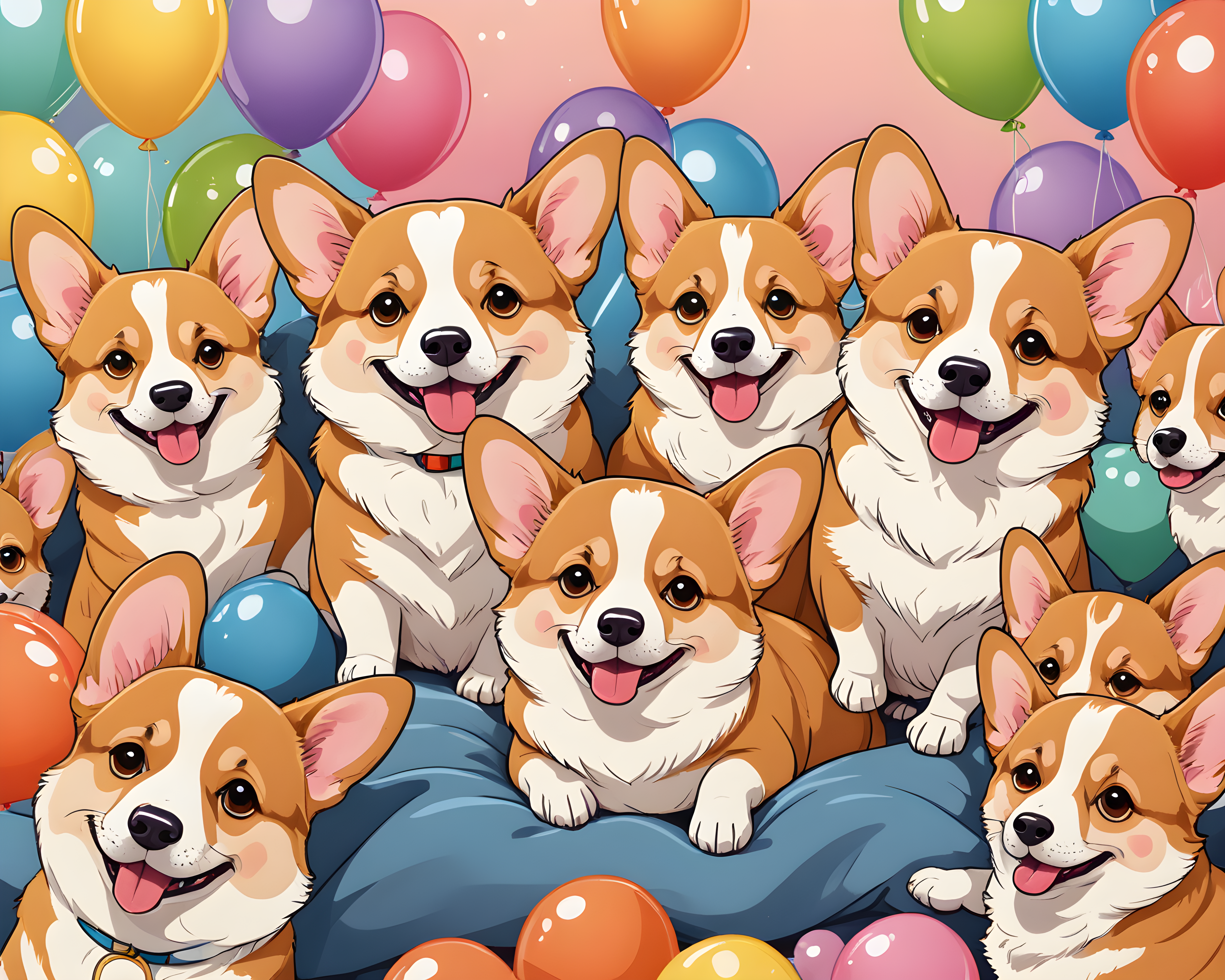 Party Corgi — Cartoon / Kawaii (Sleepy)