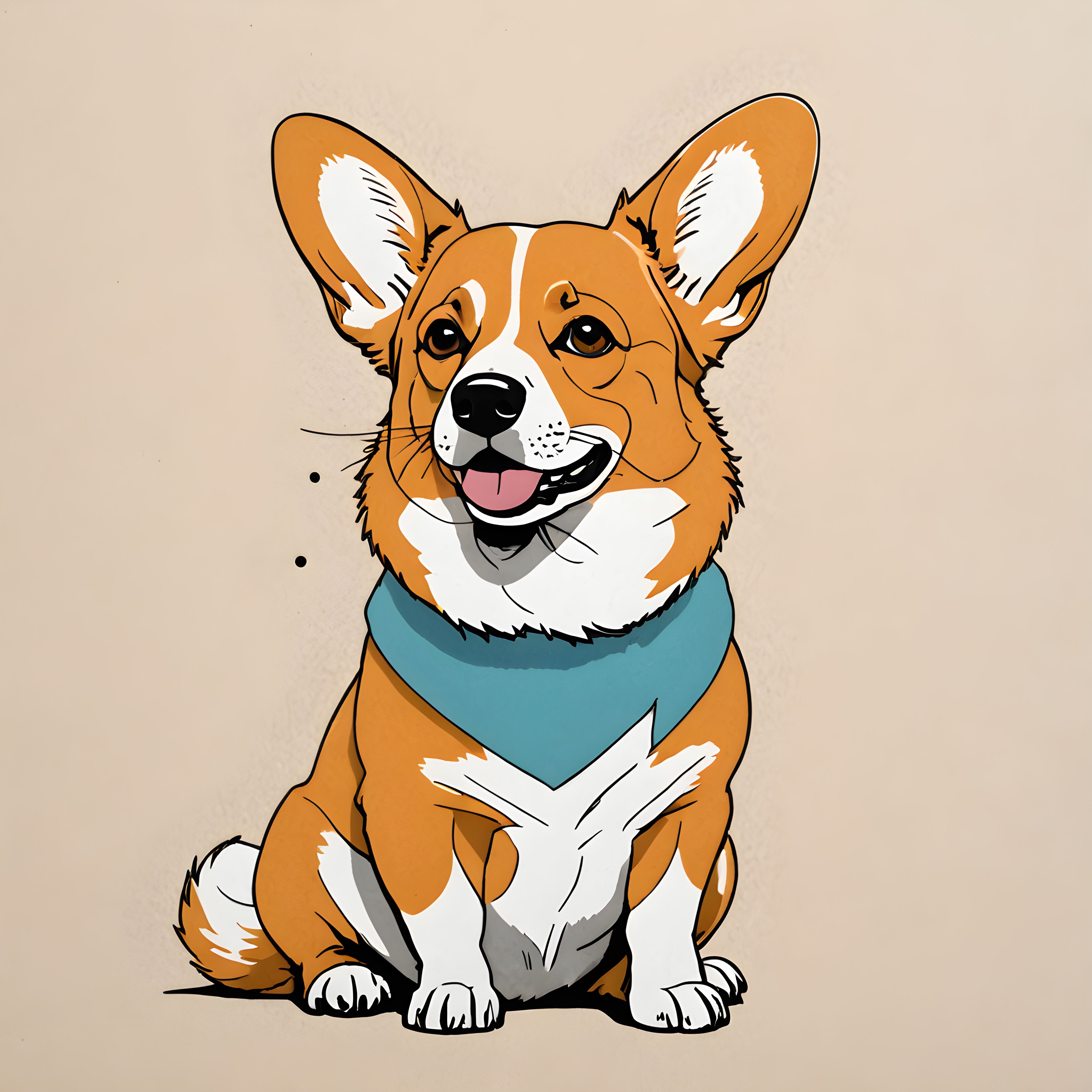 Party Corgi — Minimalist Line Art (Fantasy)