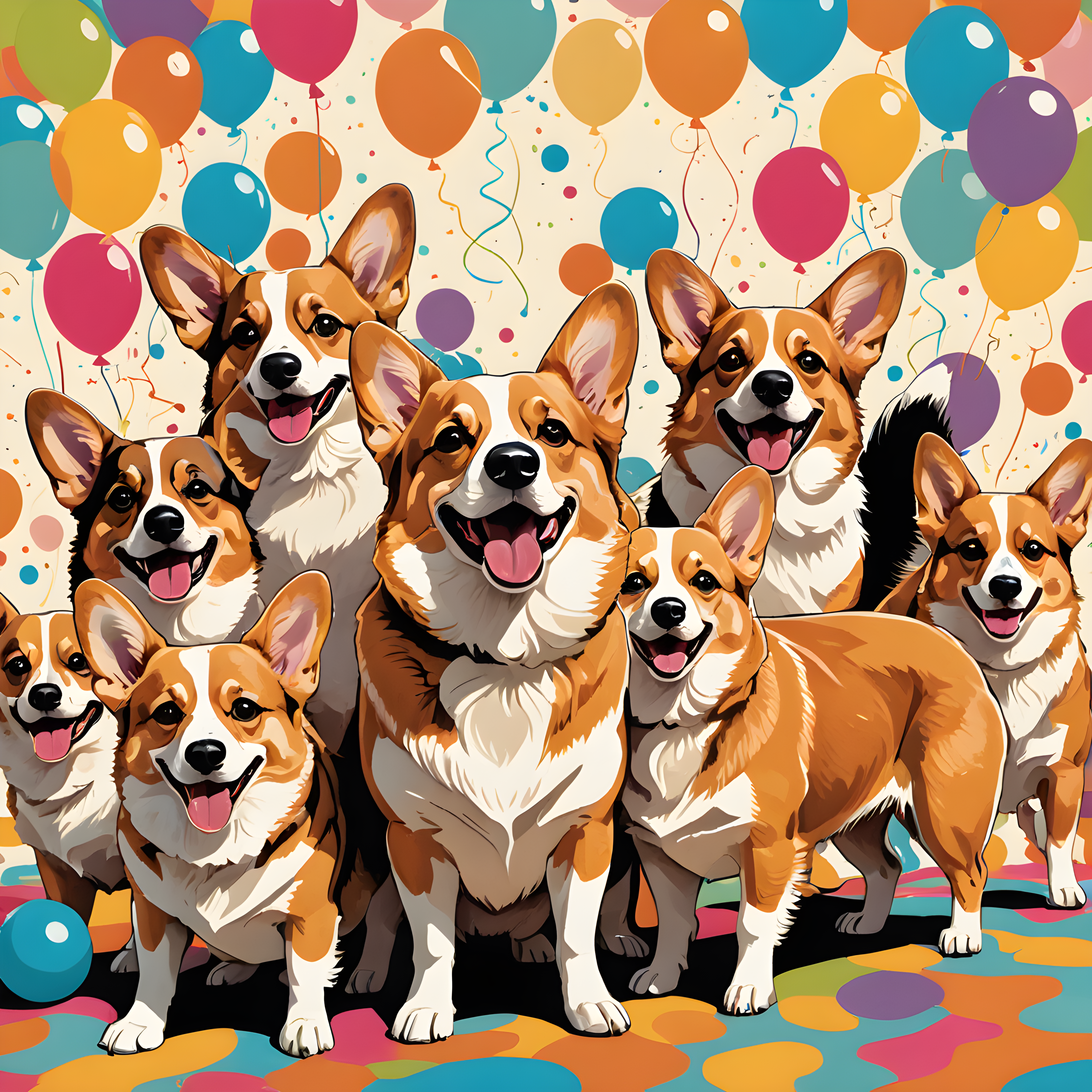 Party Corgi — Retro (Playful)