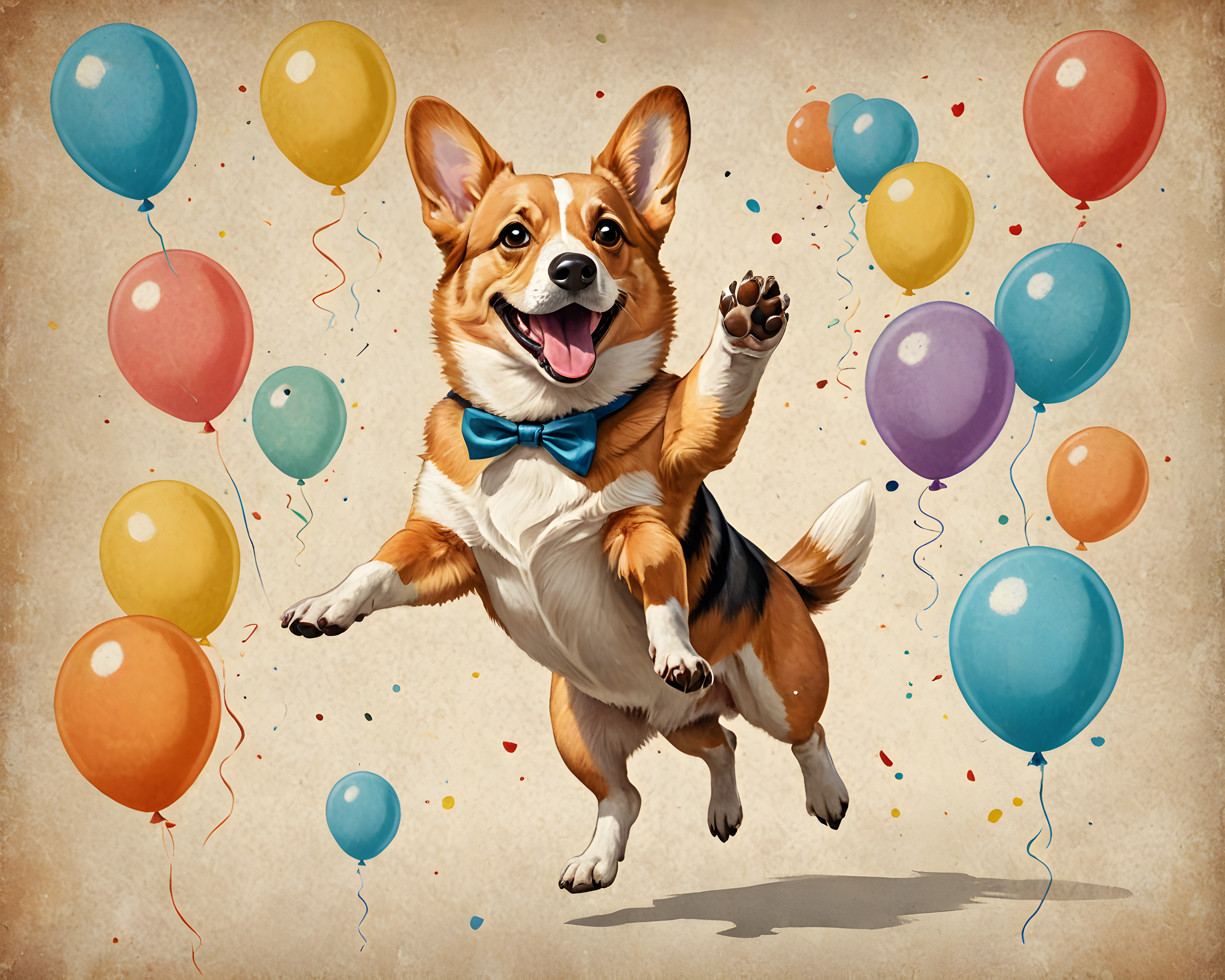 Party Corgi — Vintage Poster (Playful)