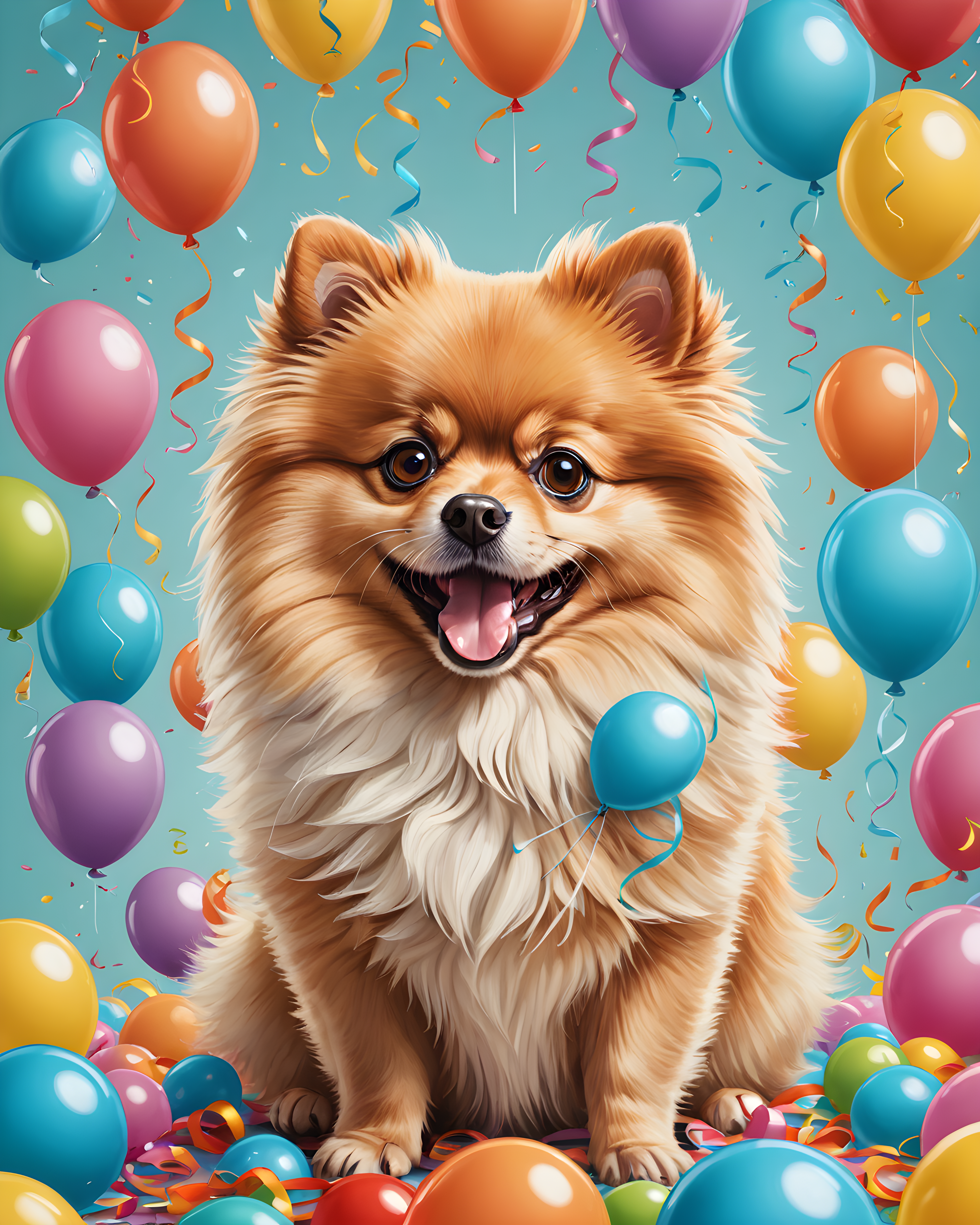 Party Streamer Pomeranian — Cartoon / Kawaii (Playful)