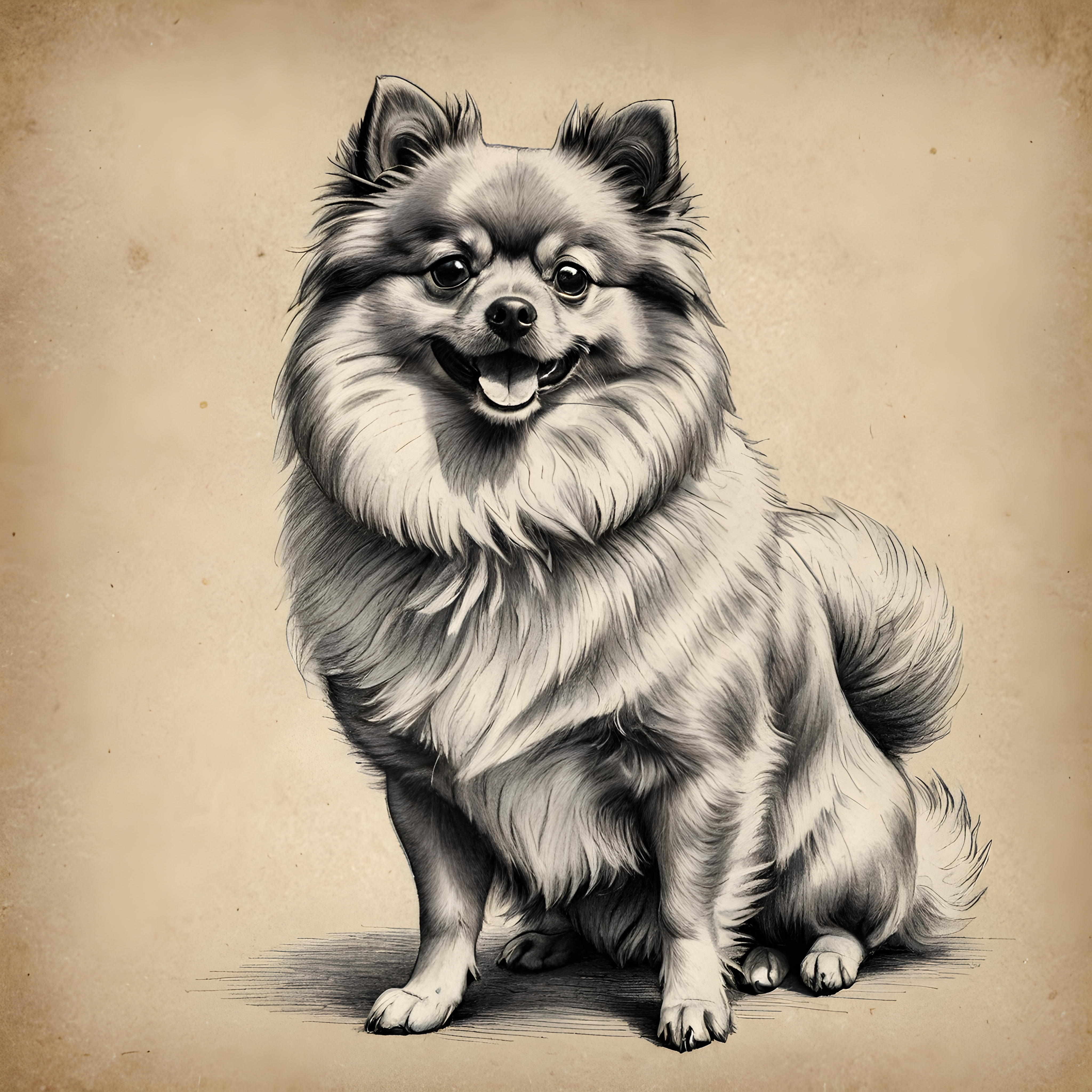 Party Streamer Pomeranian — Pencil Sketch (Motivational)