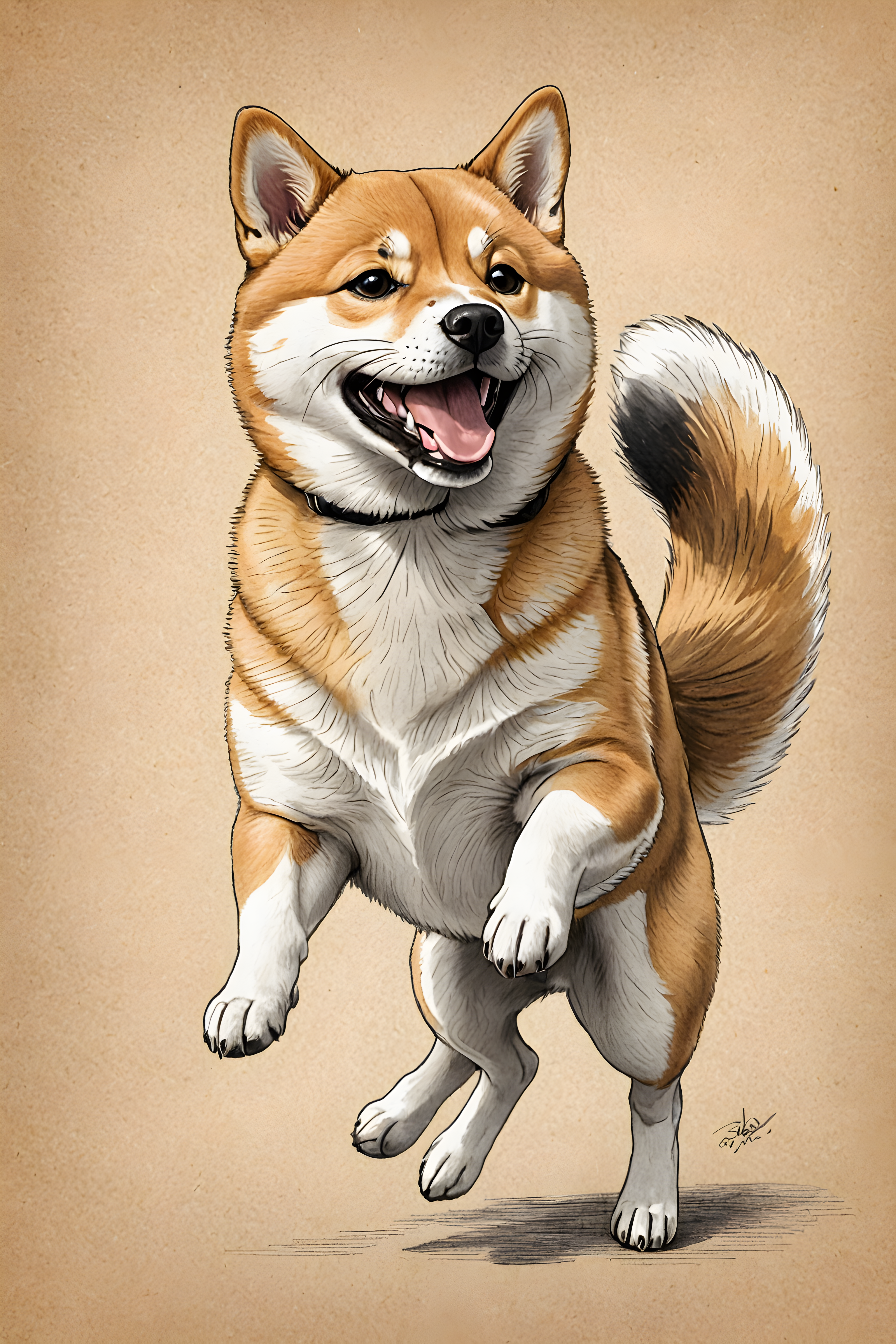 Anime Shiba — Pencil Sketch (Happy)