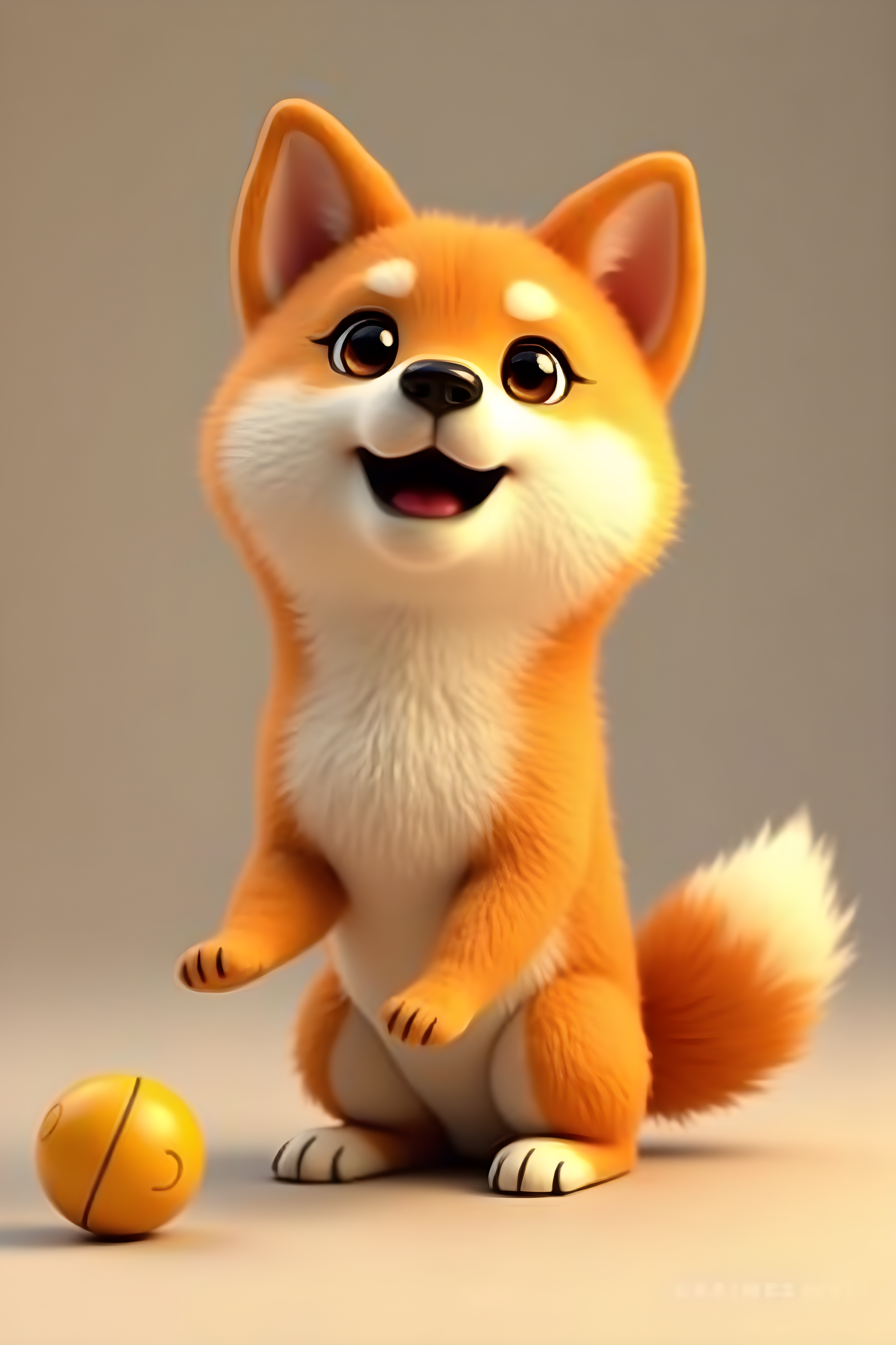Anime Shiba — 3D Render (Playful)