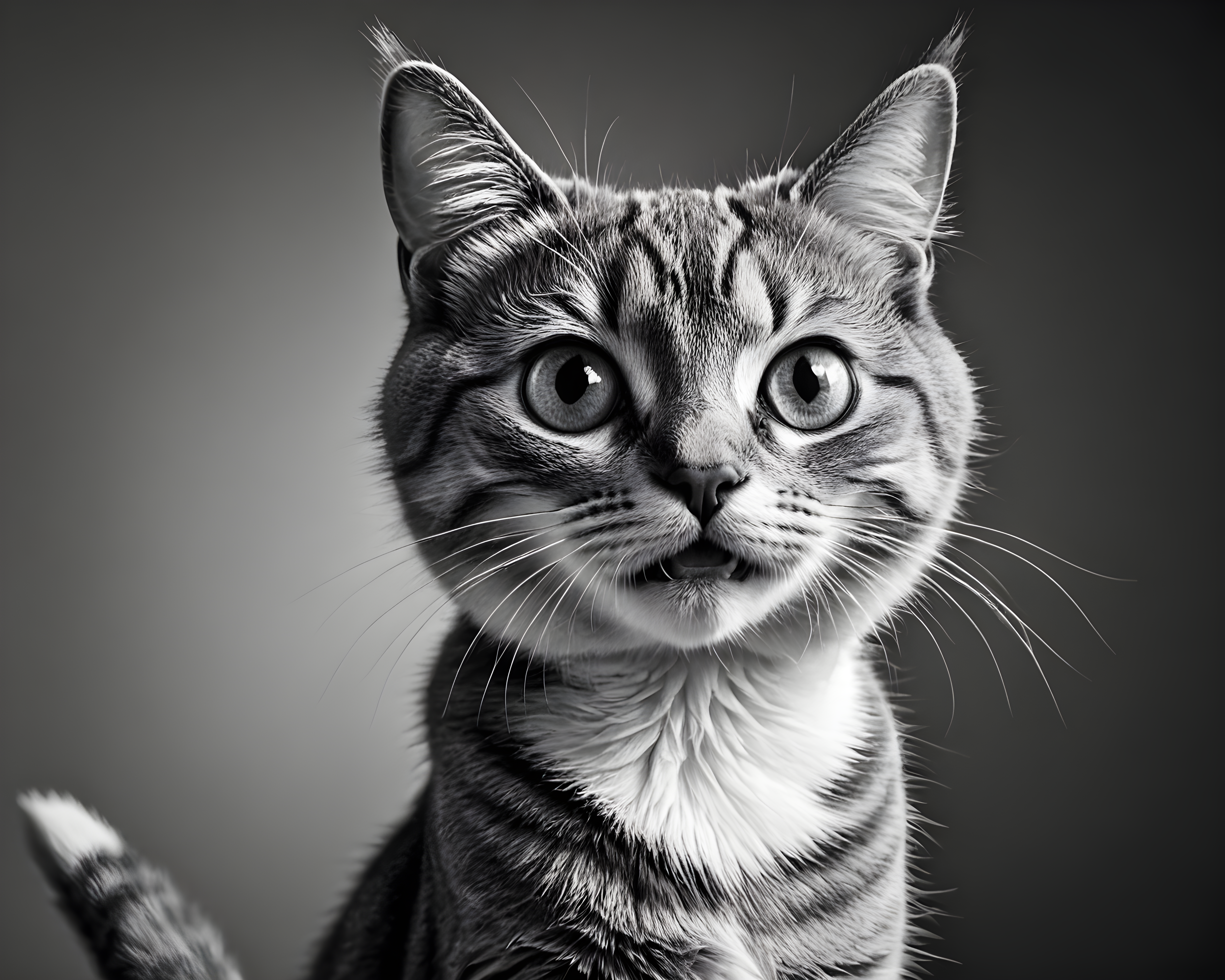 Cartoon Cat — Black & White (Funny)