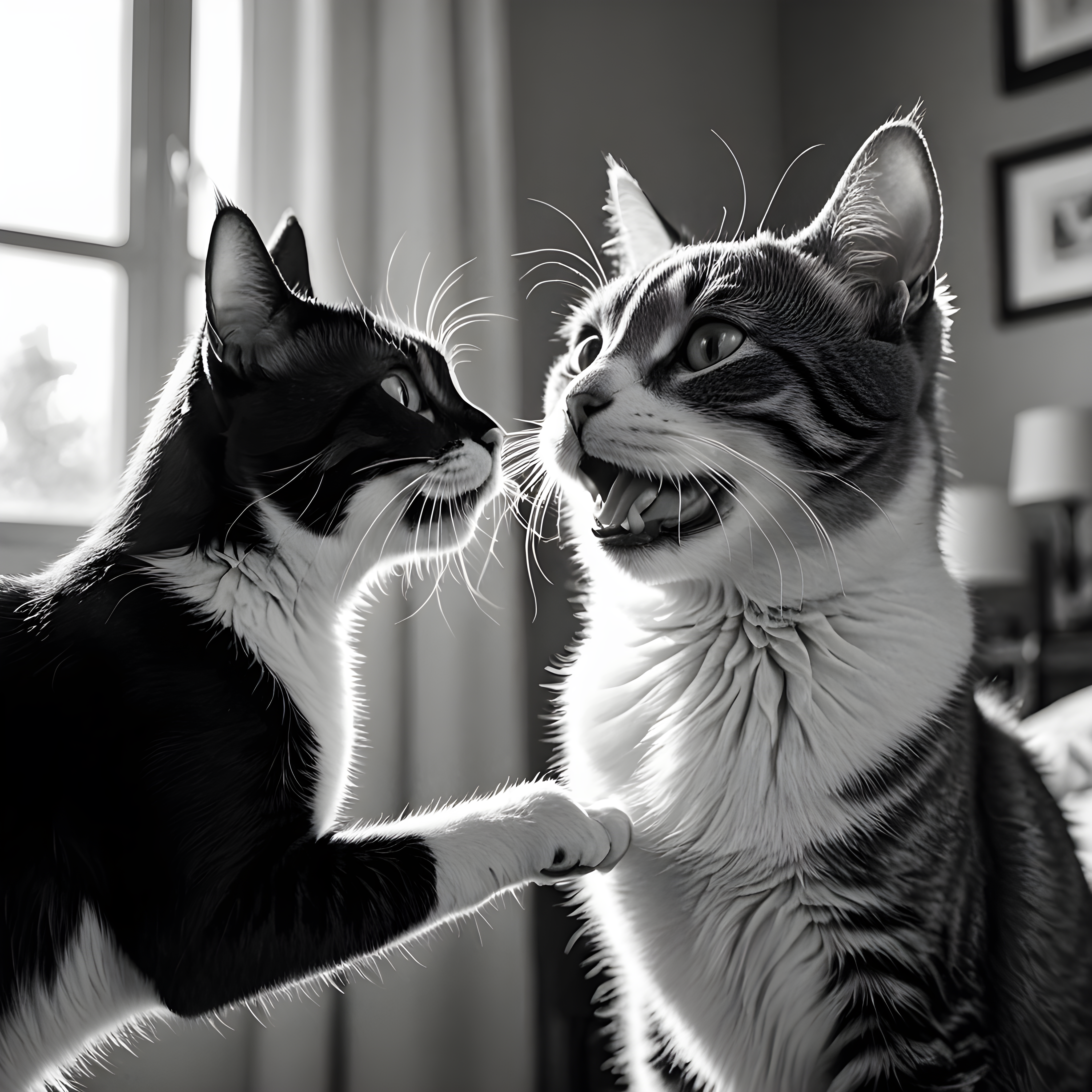 Cartoon Cat — Black & White (Happy)