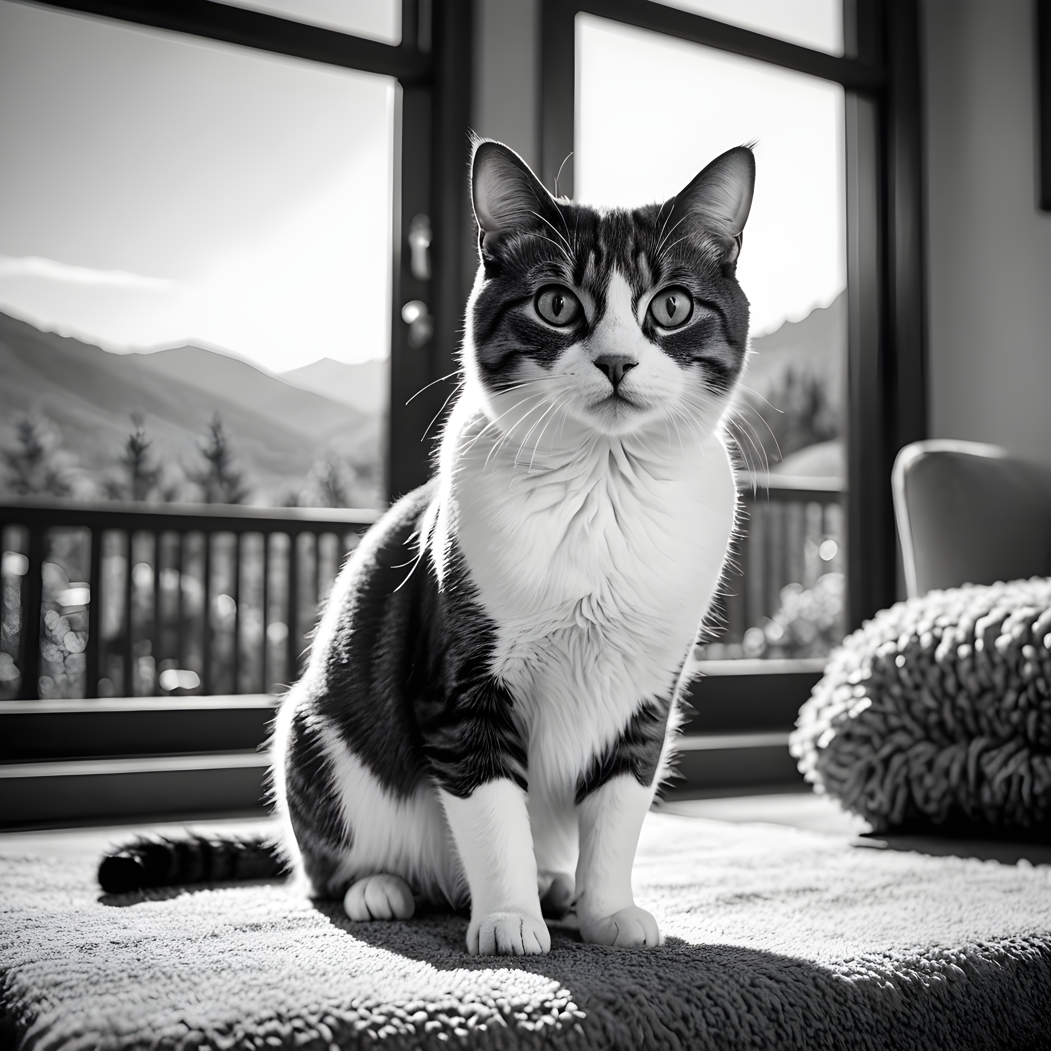 Cartoon Cat — Black & White (Motivational)