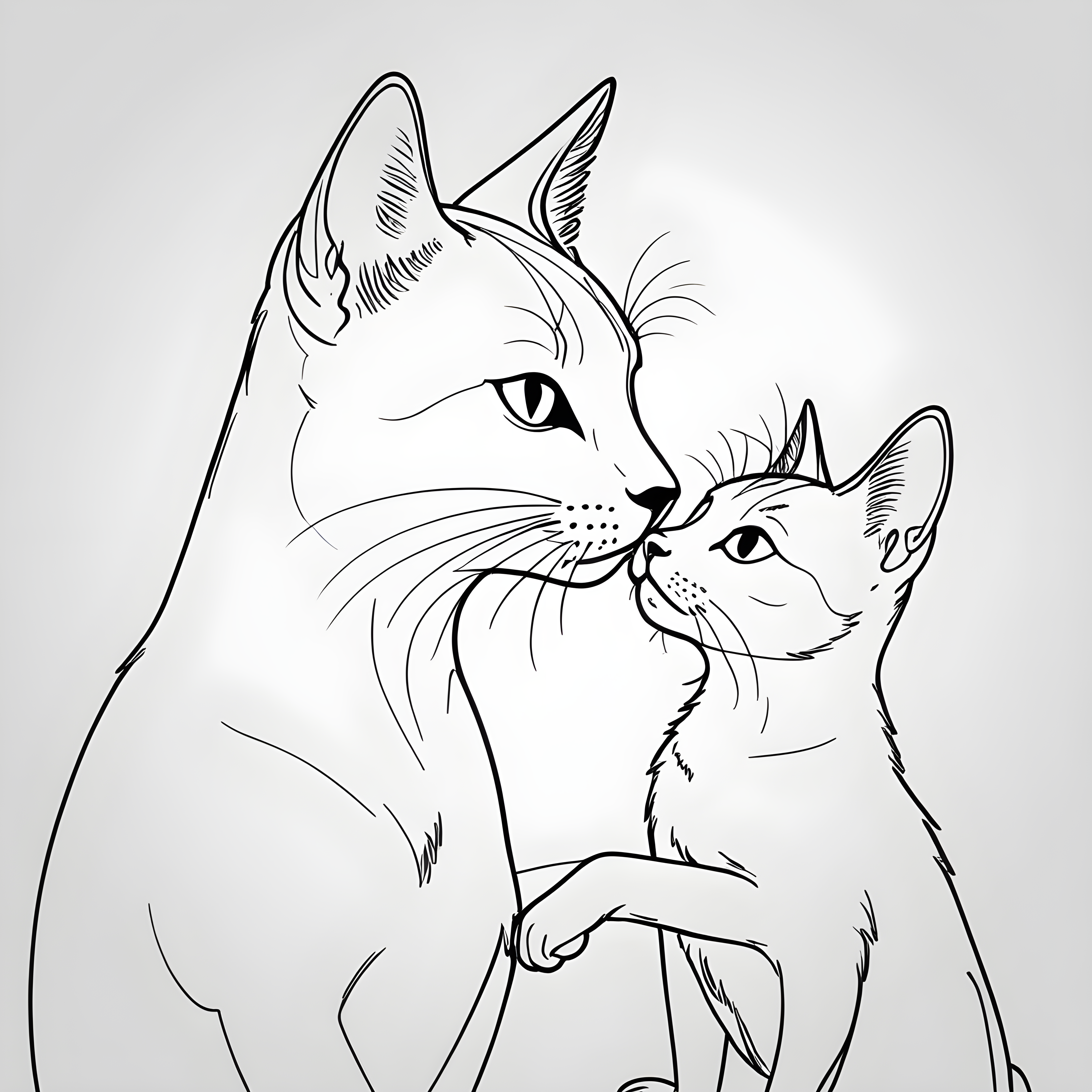 Cartoon Cat — Minimalist Line Art (Romantic)