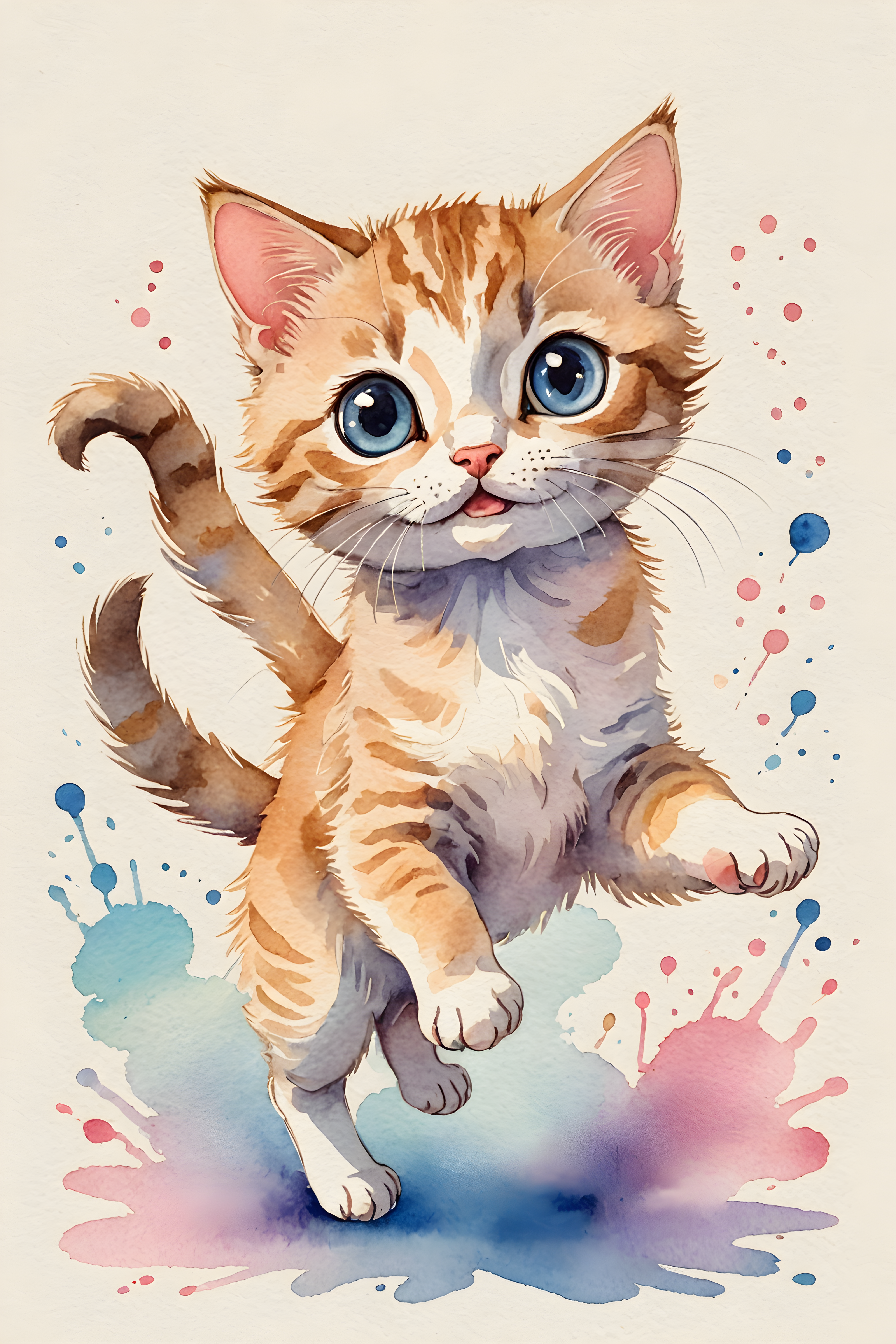Cartoon Cat — Watercolor (Cute)