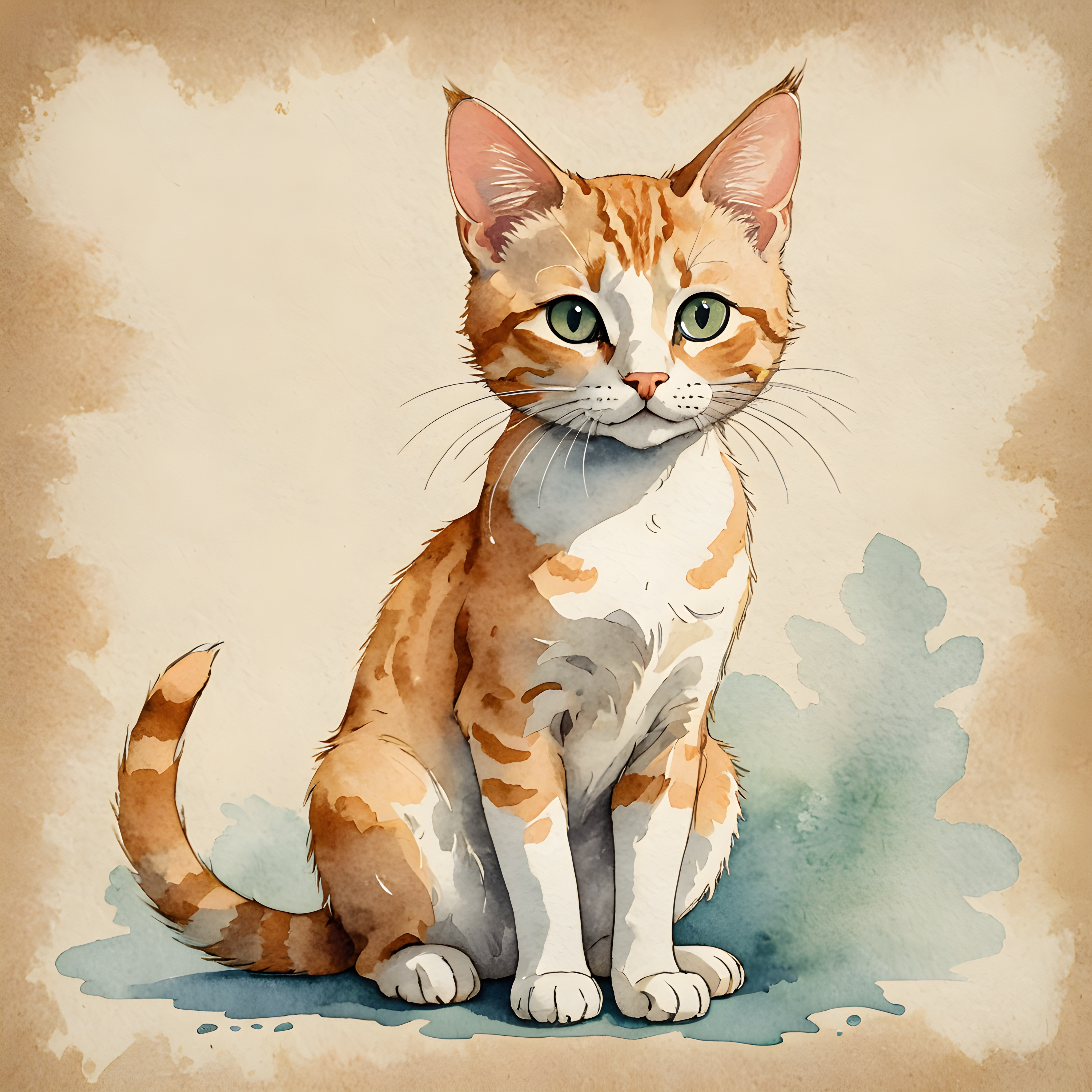 Cartoon Cat — Watercolor (Emotional)