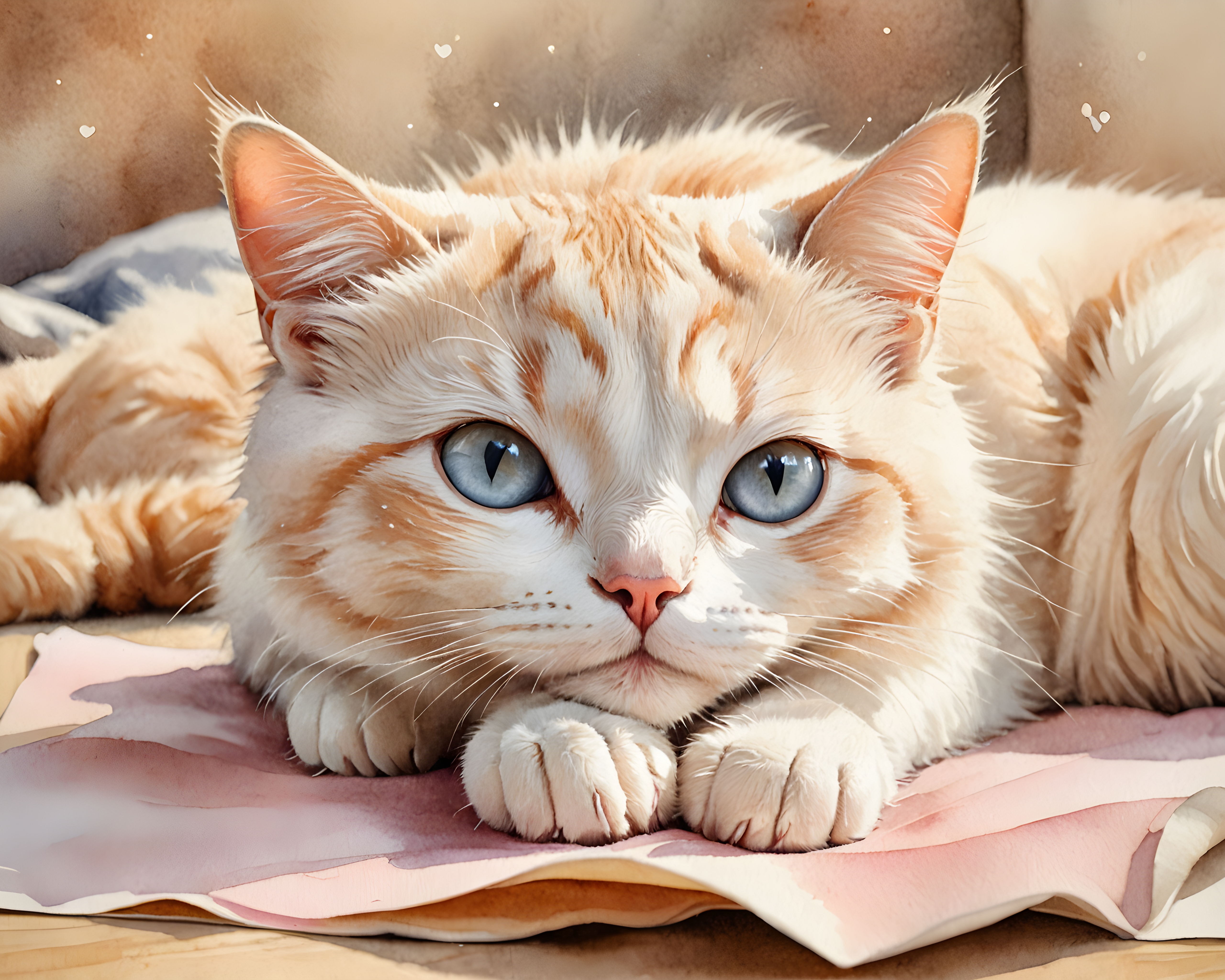 Cartoon Cat — Watercolor (Romantic)