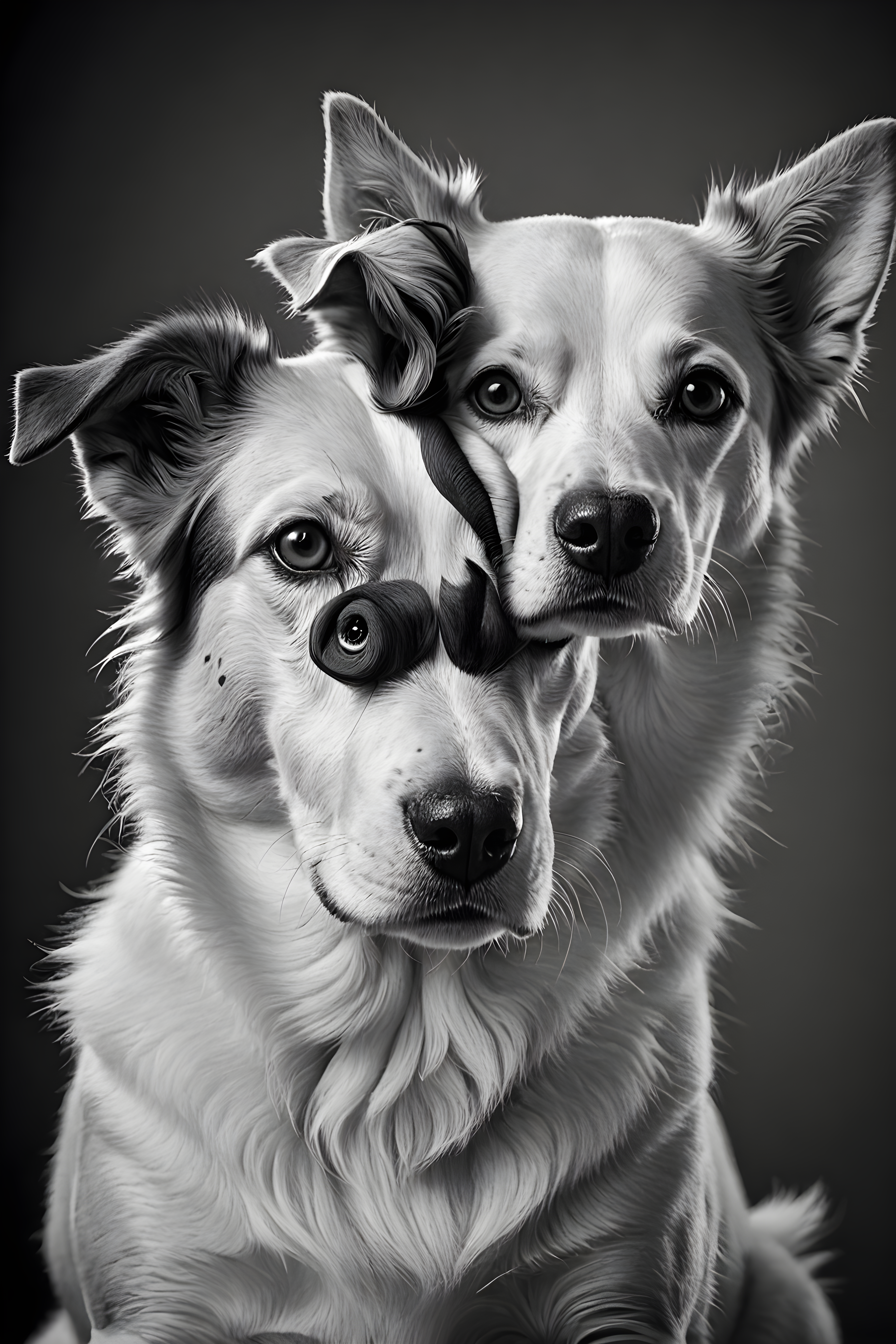 Cartoon Dog — Black & White (Emotional)