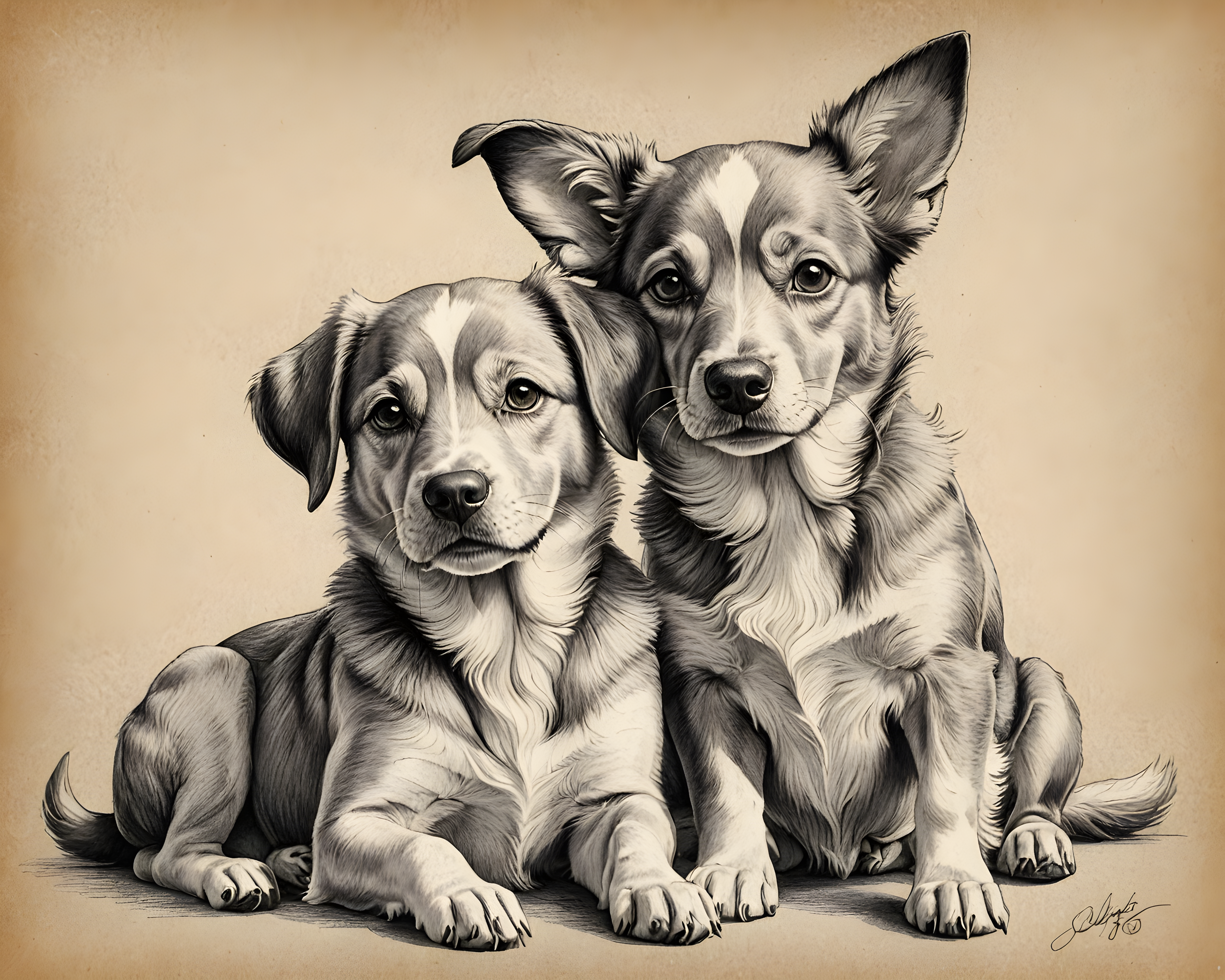 Cartoon Dog — Pencil Sketch (Romantic)