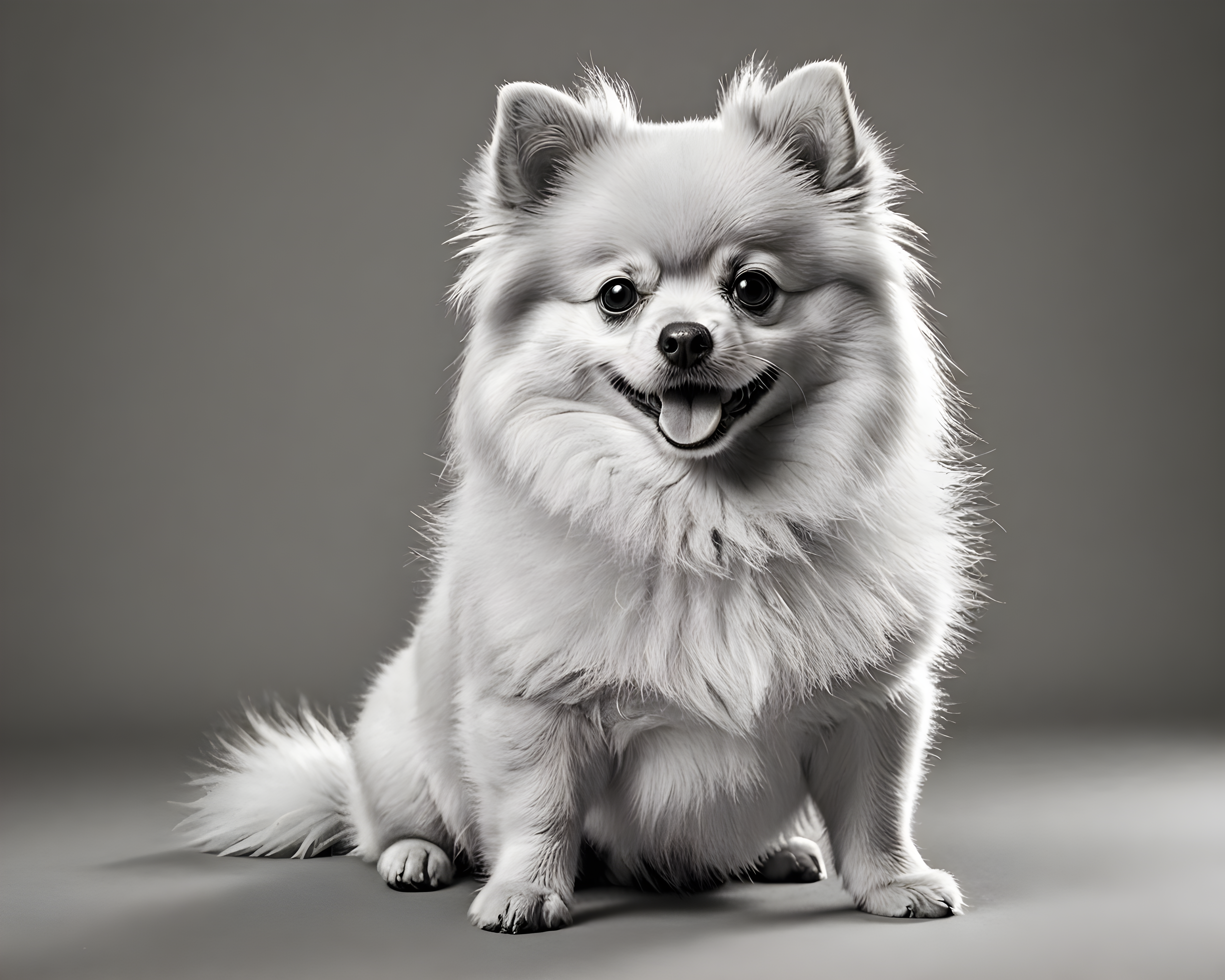 Chibi Pomeranian — Black & White (Playful)