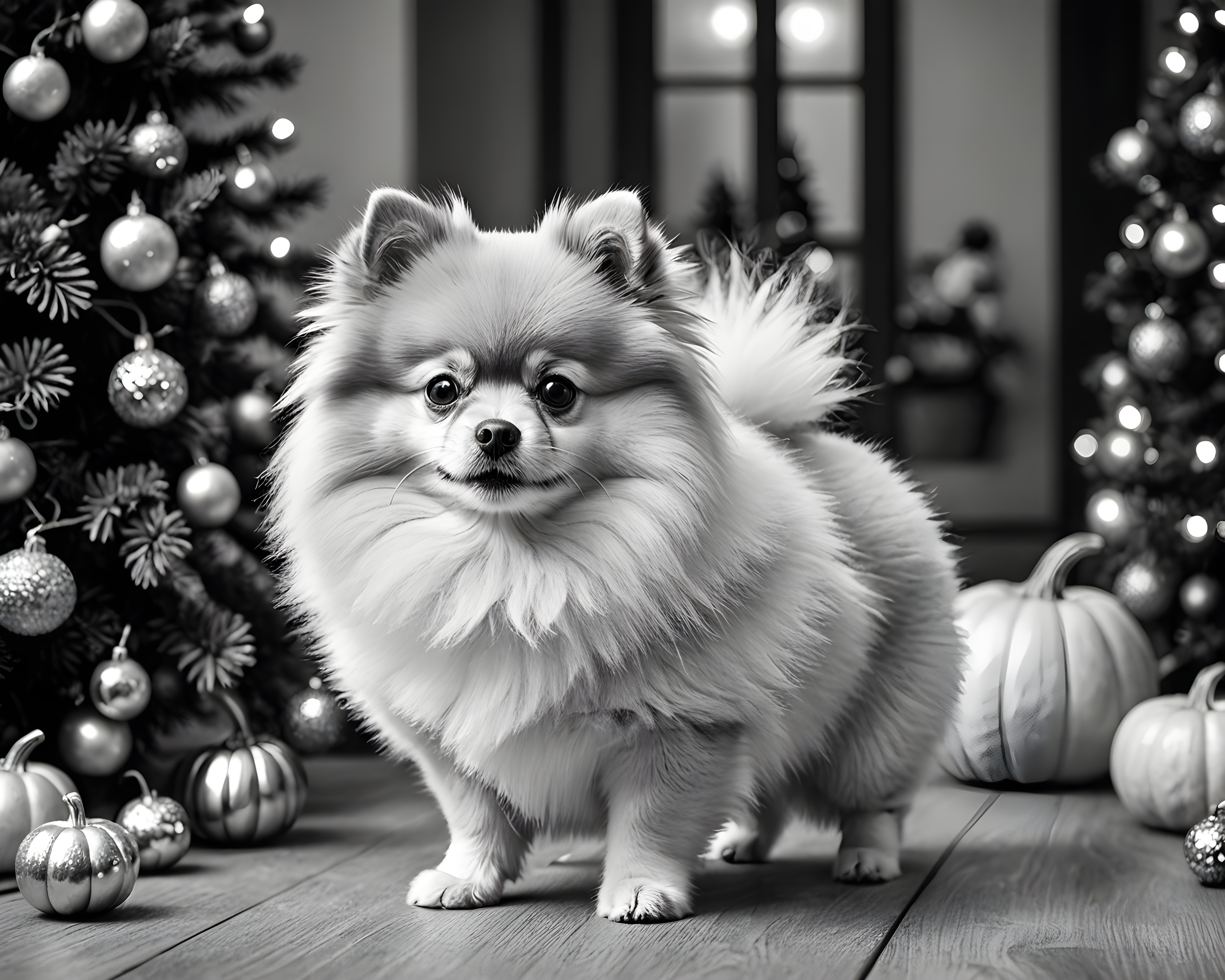 Chibi Pomeranian — Black & White (Seasonal)