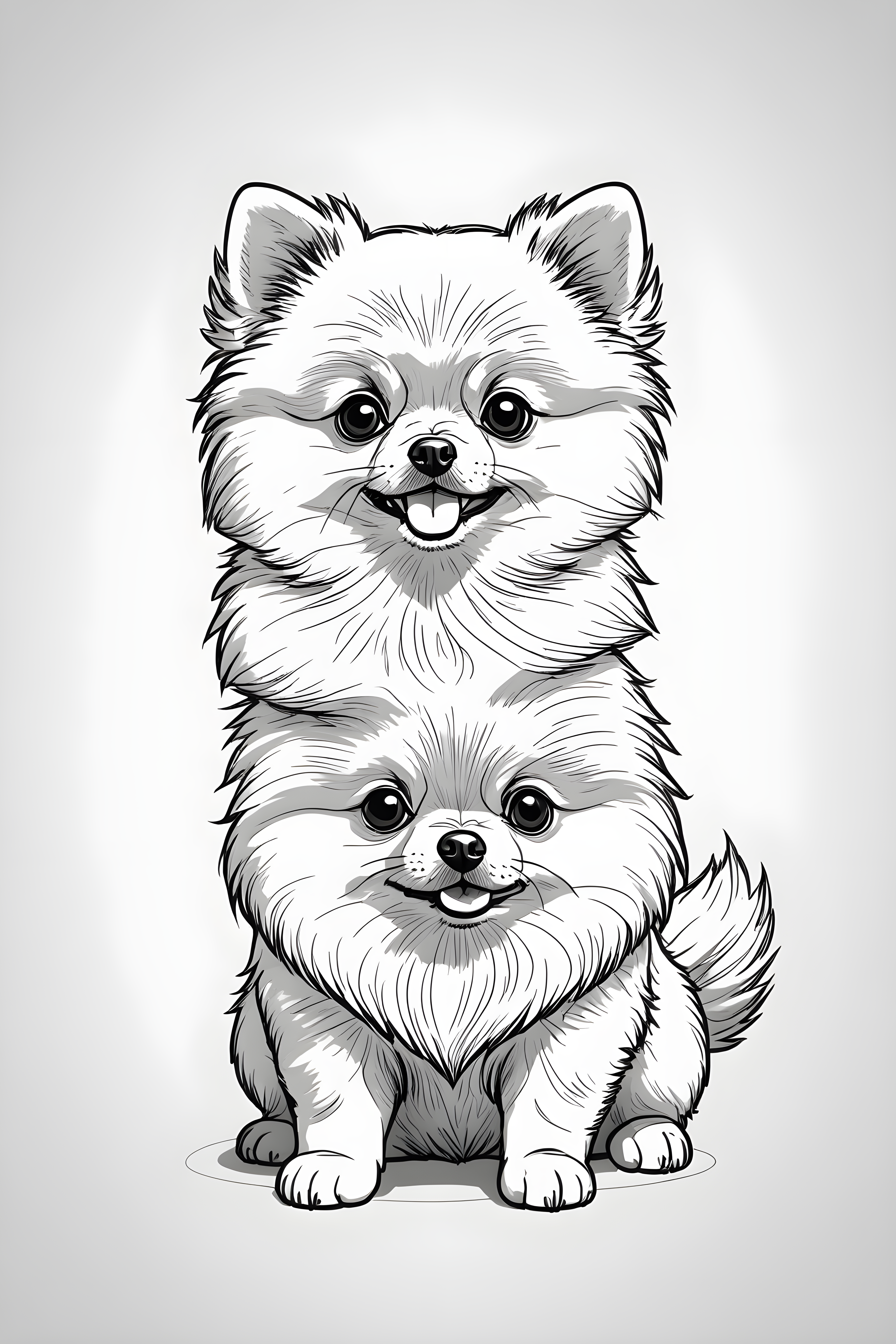 Chibi Pomeranian — Minimalist Line Art (Playful)