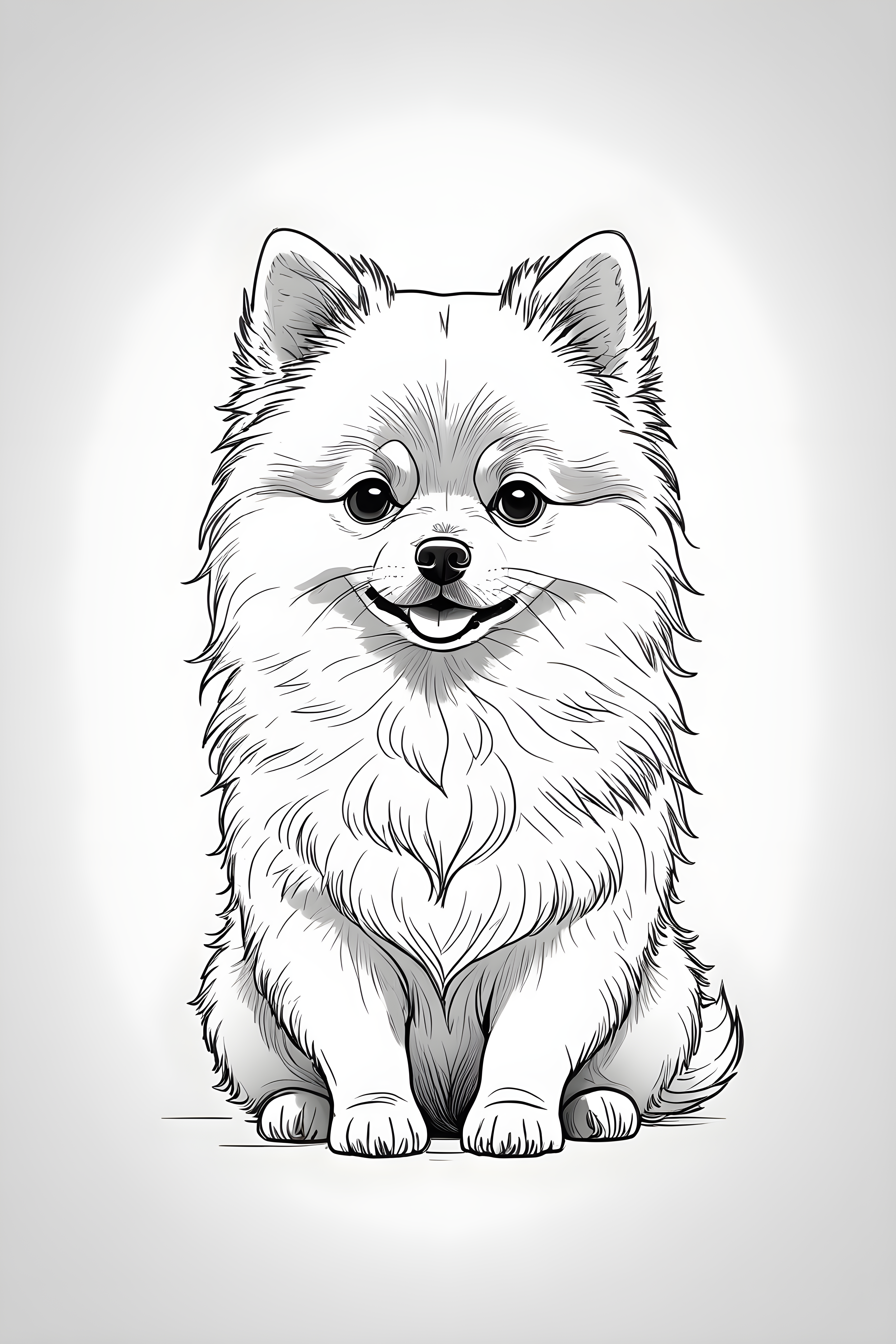 Chibi Pomeranian — Minimalist Line Art (Romantic)
