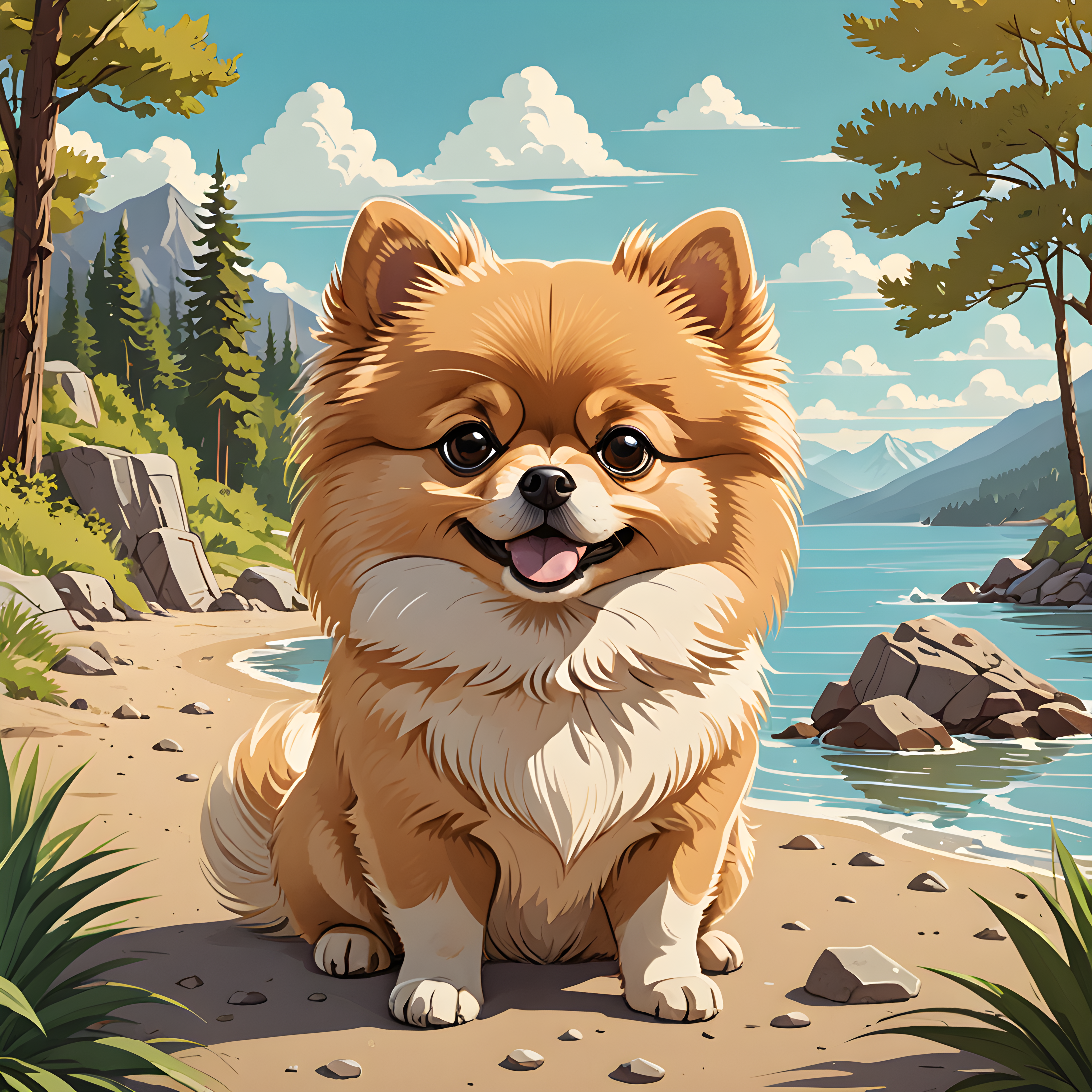 Chibi Pomeranian — Retro (Funny)