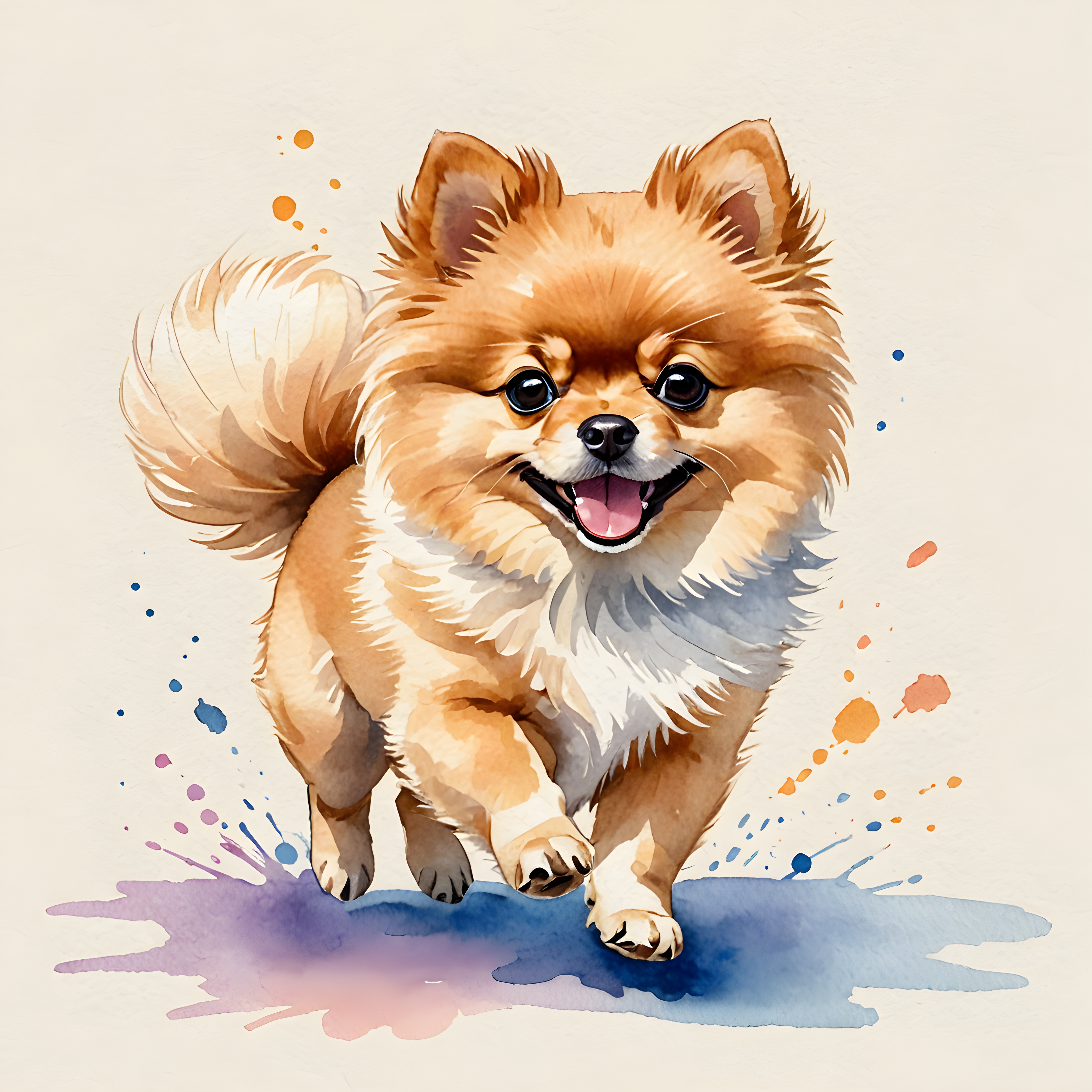 Chibi Pomeranian — Watercolor (Playful)
