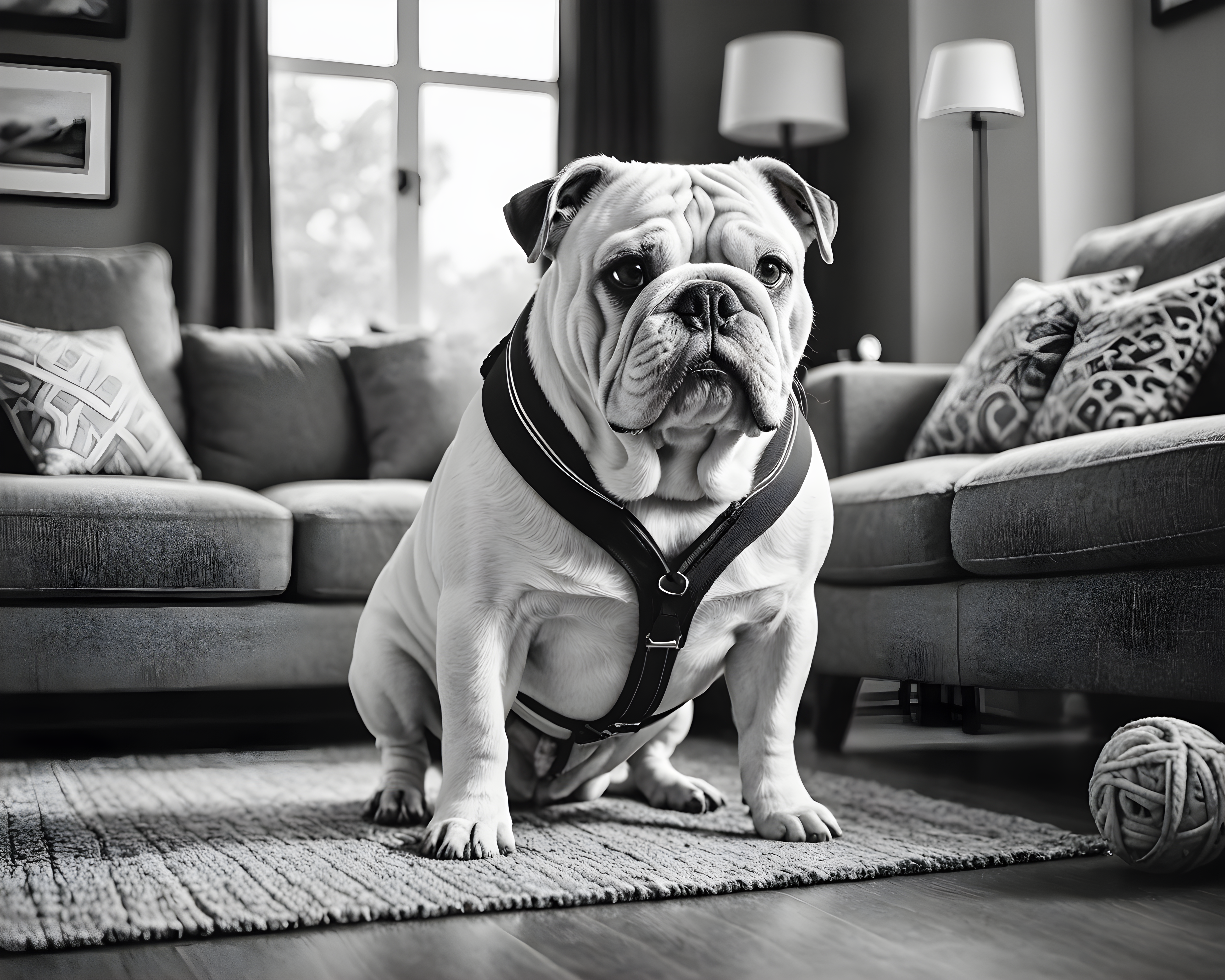 Comic Style Bulldog — Black & White (Aesthetic)