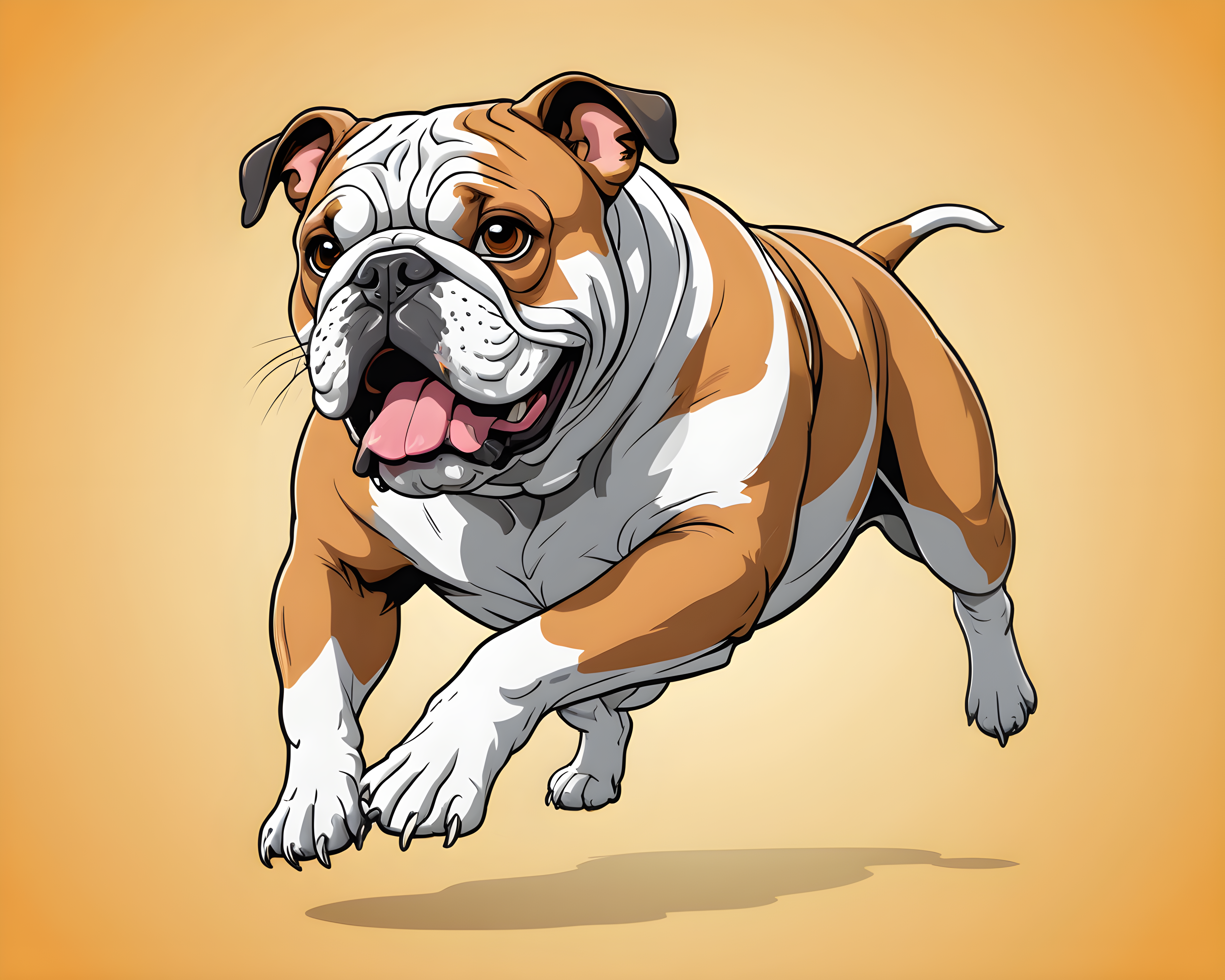 Comic Style Bulldog — Line Art (Energetic)