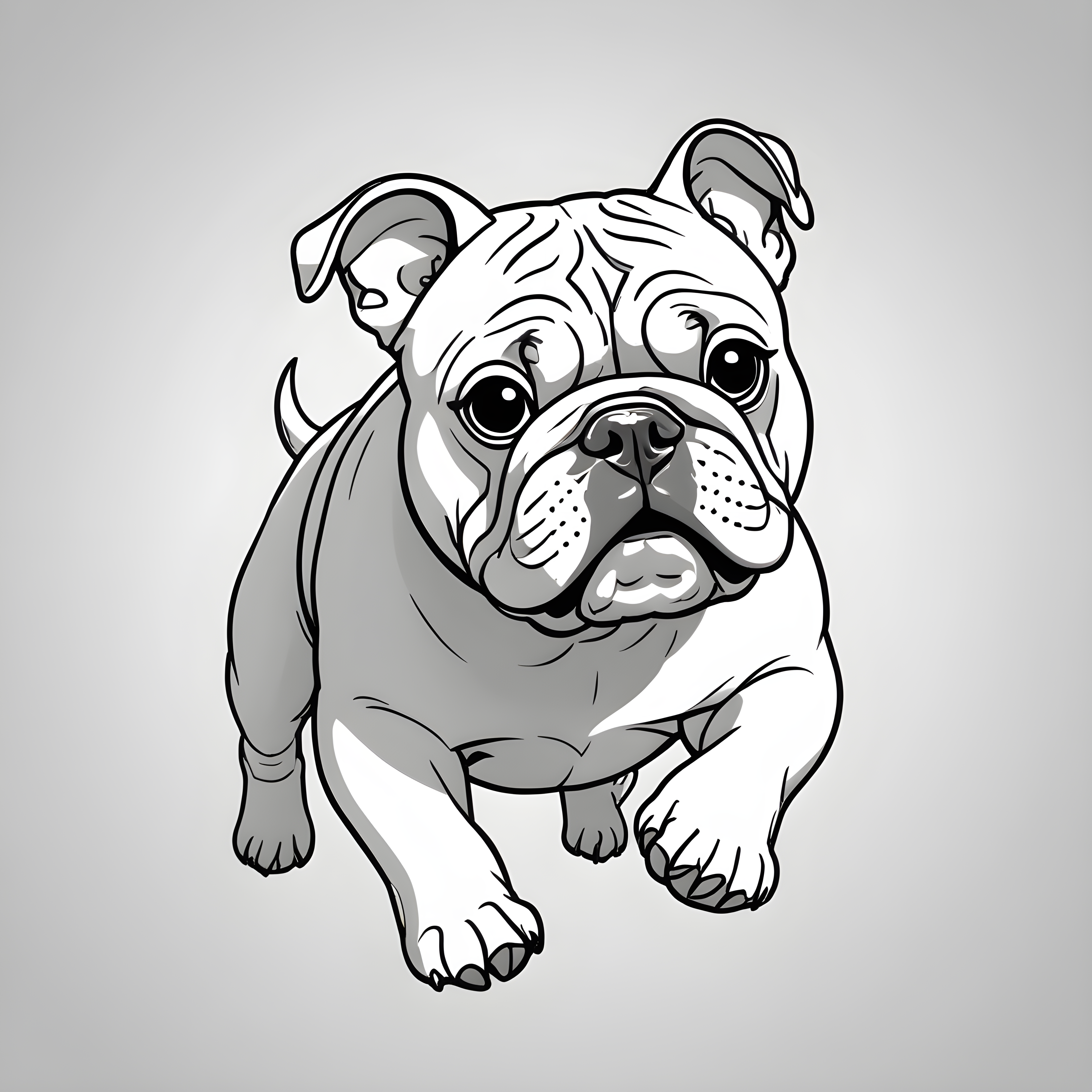 Comic Style Bulldog — Minimalist Line Art (Cute)