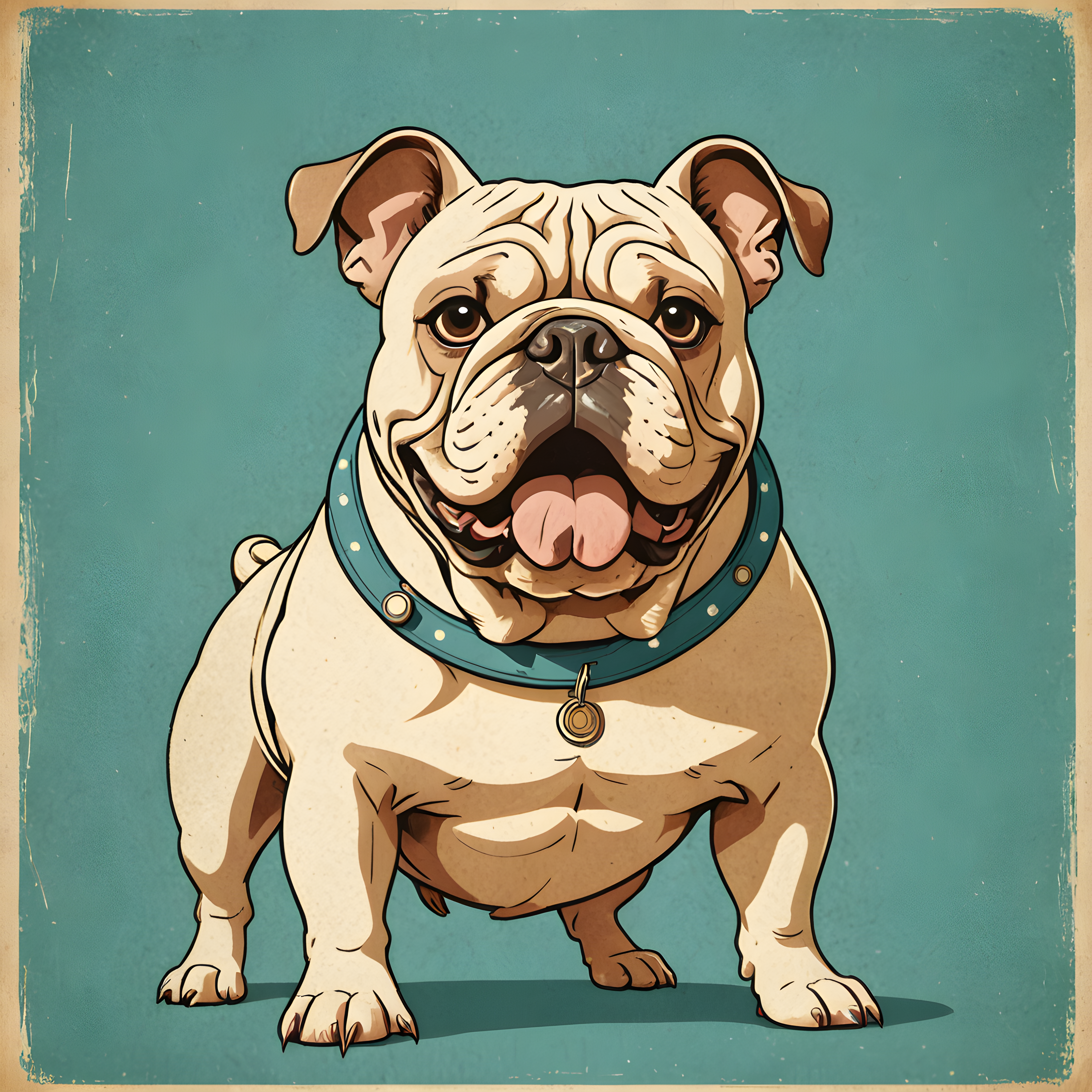 Comic Style Bulldog — Vintage Poster (Funny)