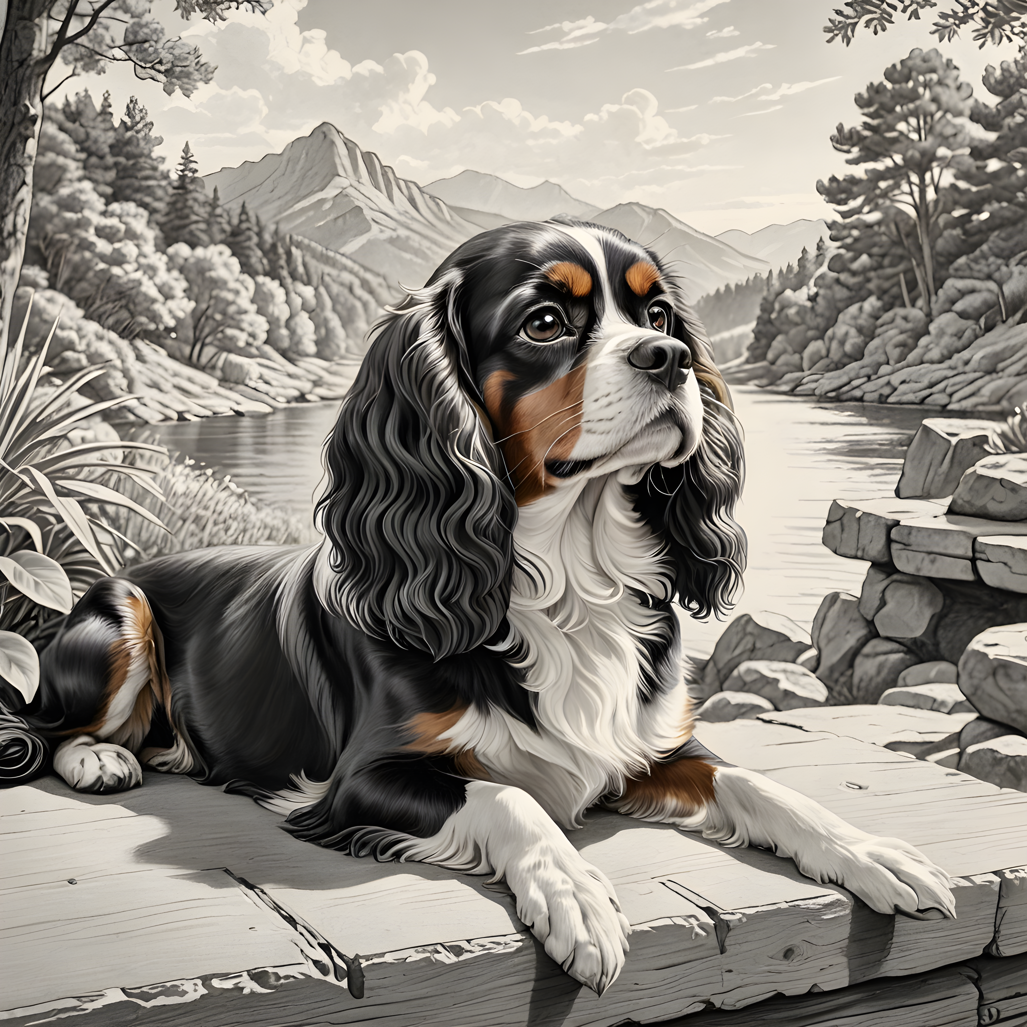 Disney Style Cavalier — Pencil Sketch (Sleepy)